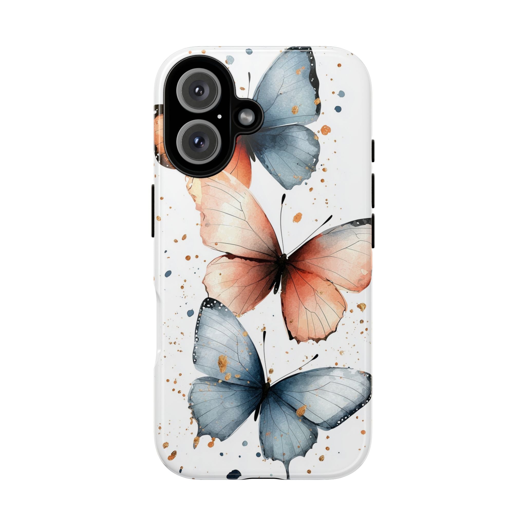Watercolour Blue & Peach Butterfly Tough iPhone Case