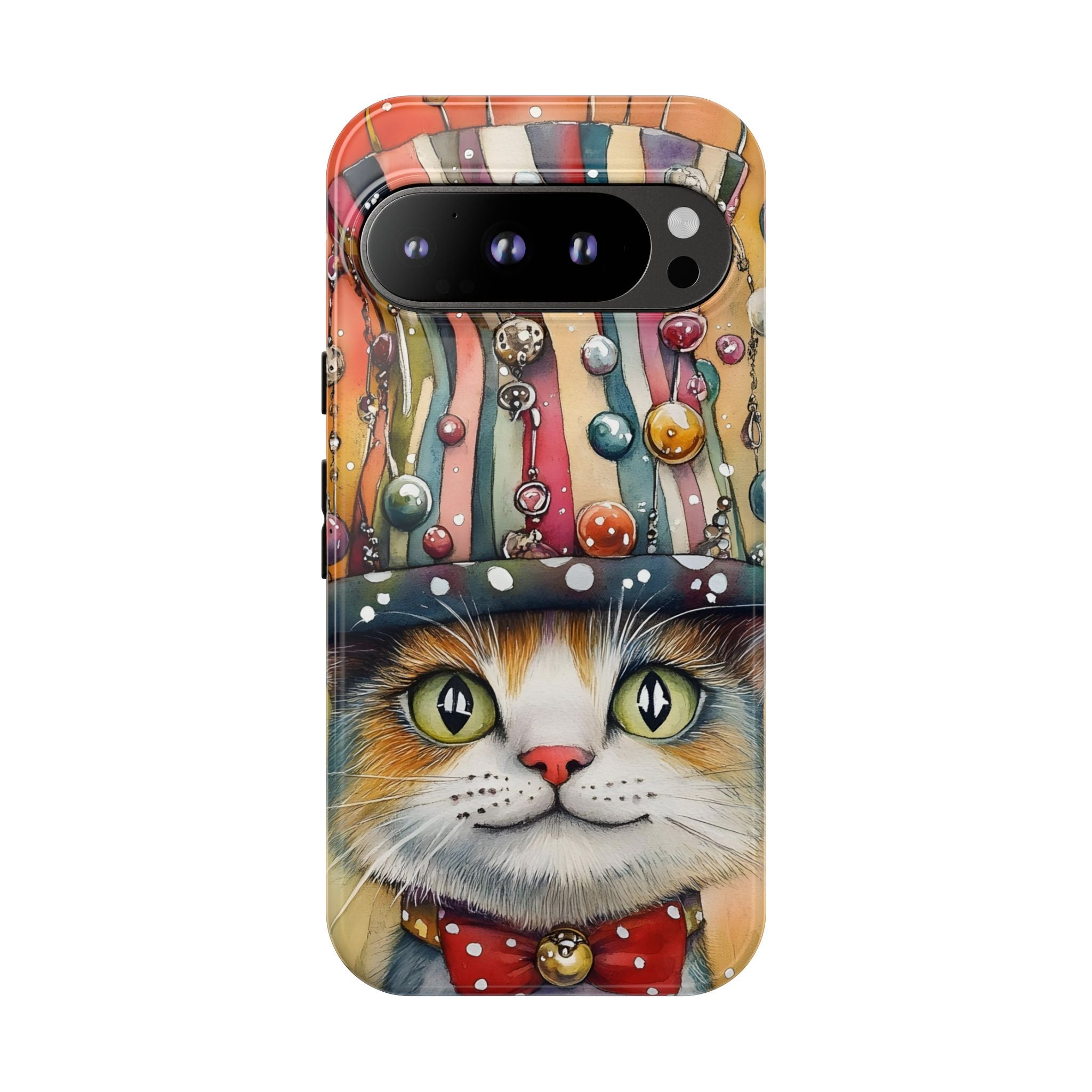 Cat in Colorful Top Hat Google Pixel Case — Whimsical Cat Art iPhone Case