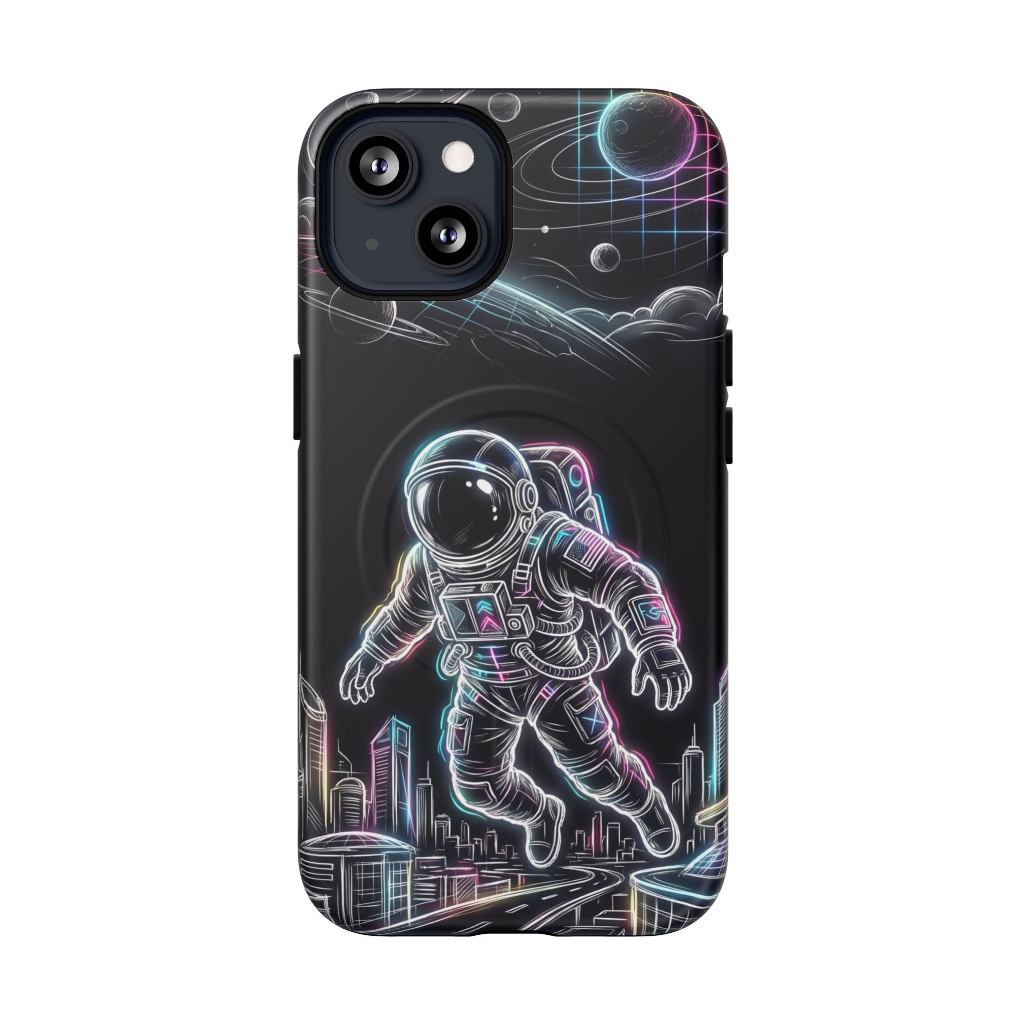 Space Explorer Astronaut NeonMagSafe iPhone Case