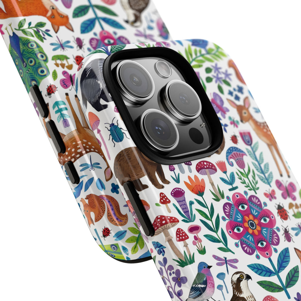 Wild Garden iPhone Case | Cute Forest Animals Floral Pattern Tough Case