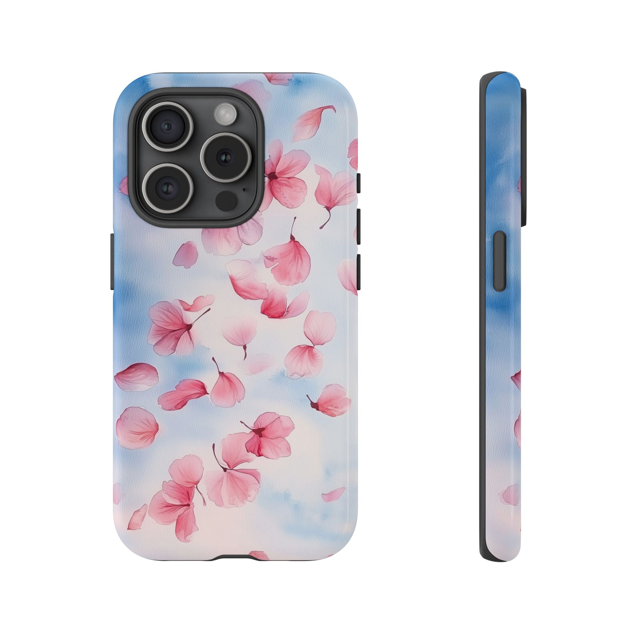 Floral Petal Tough iPhone Case | Pink Falling Blossoms