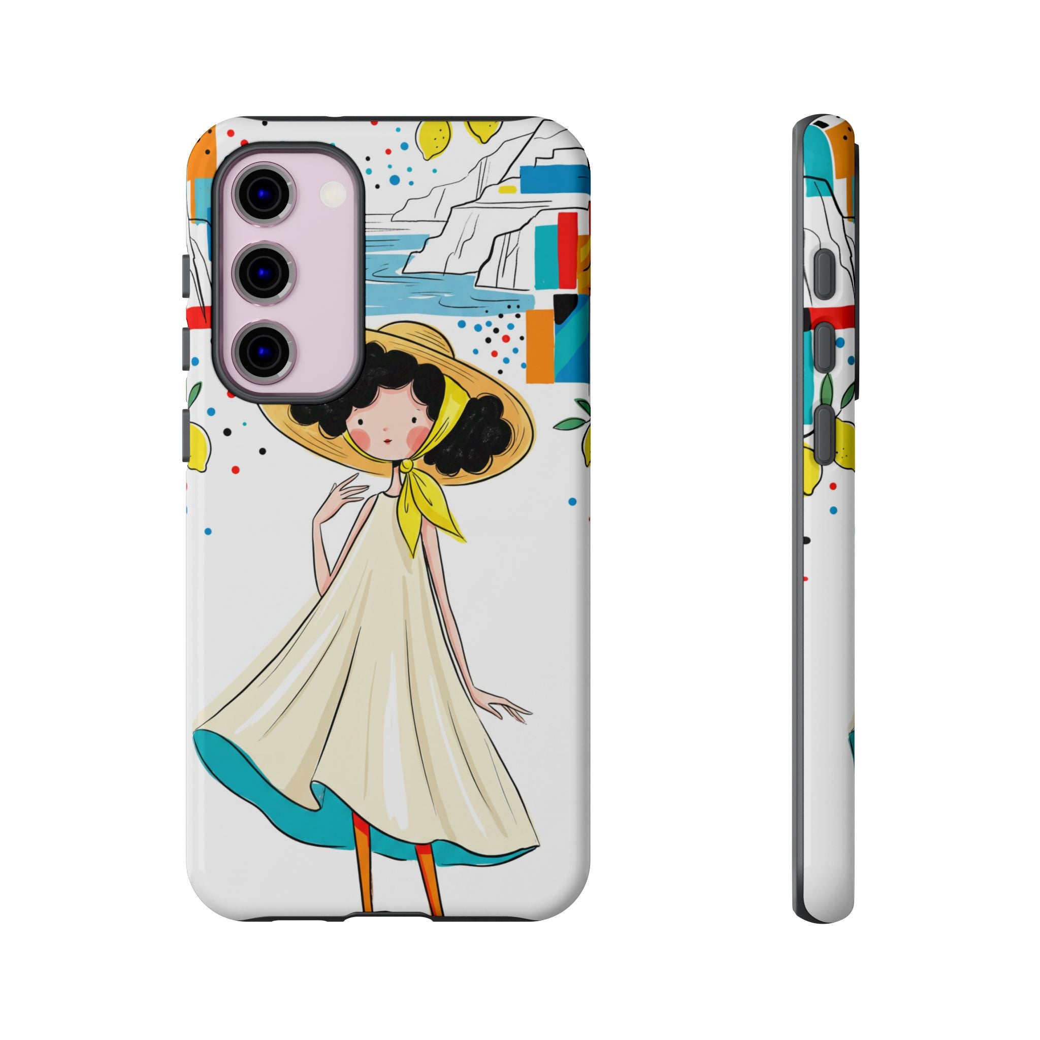Cute Summer Girl Samsung Galaxy Phone Case | Whimsical Coastal Illustration Protective Case