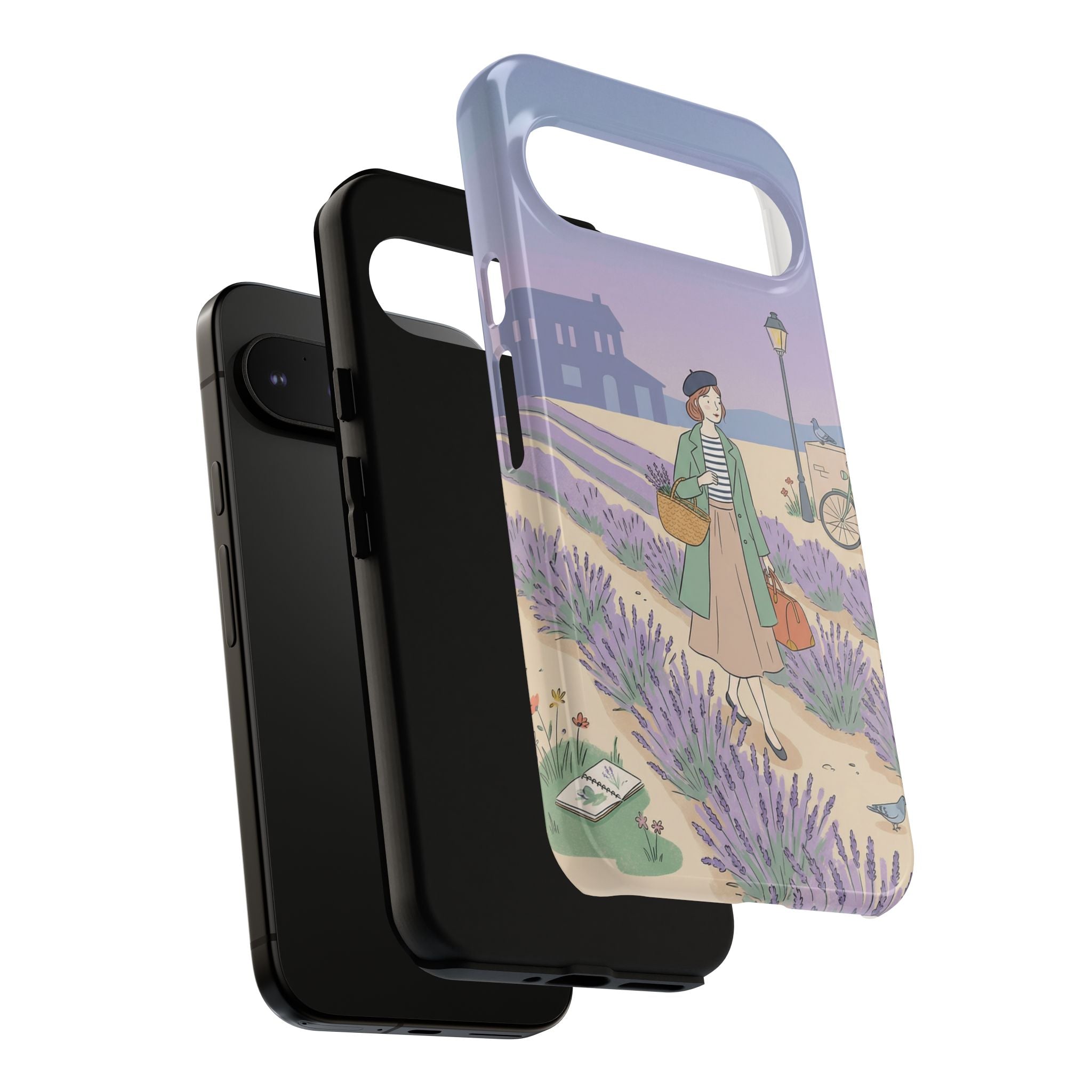 Lavender Field Google Pixel Phone Case | Vintage Travel Illustration Protective Case