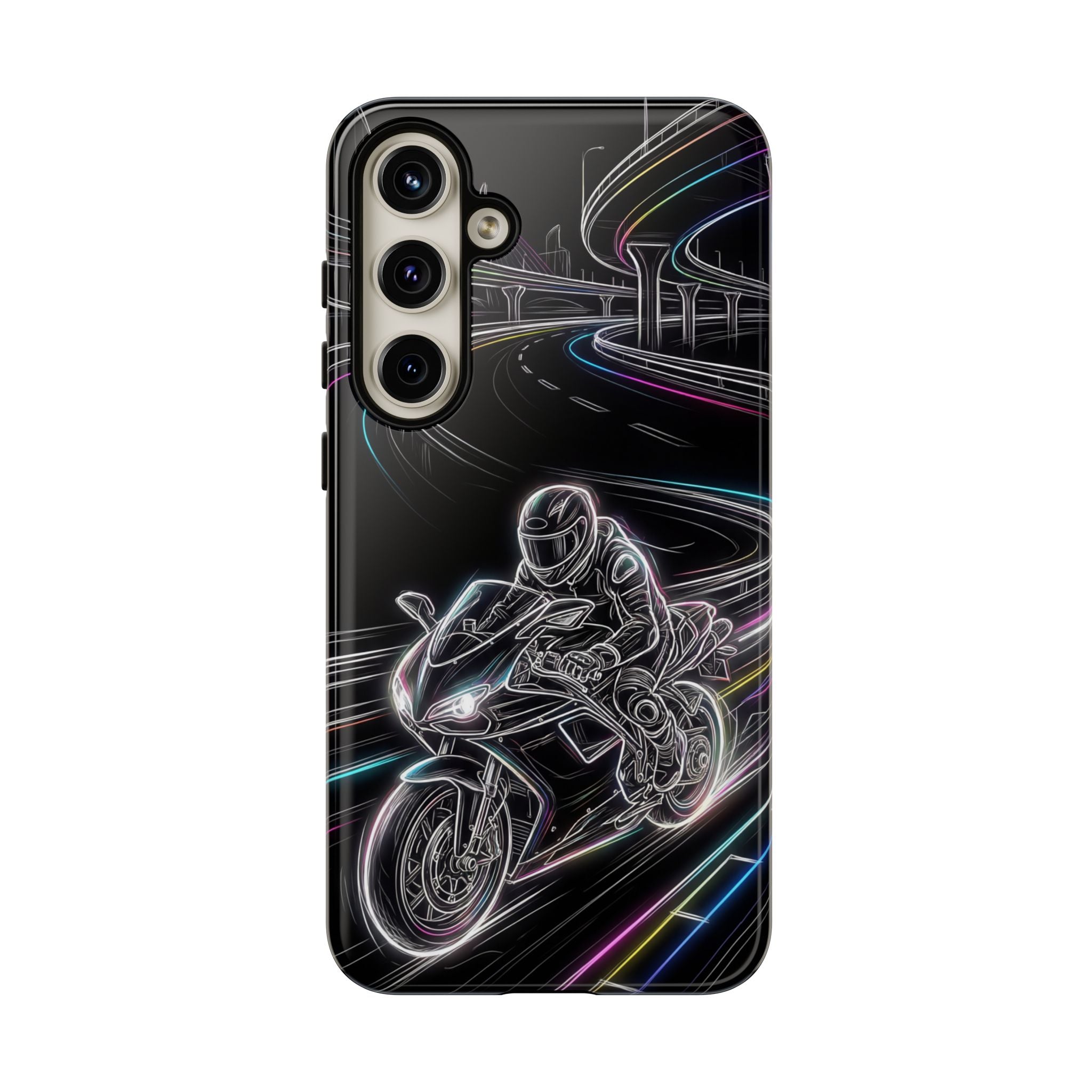 Neon Night Rider Samsung Galaxy Phone Case | Motorcycle Racing Protective Cover