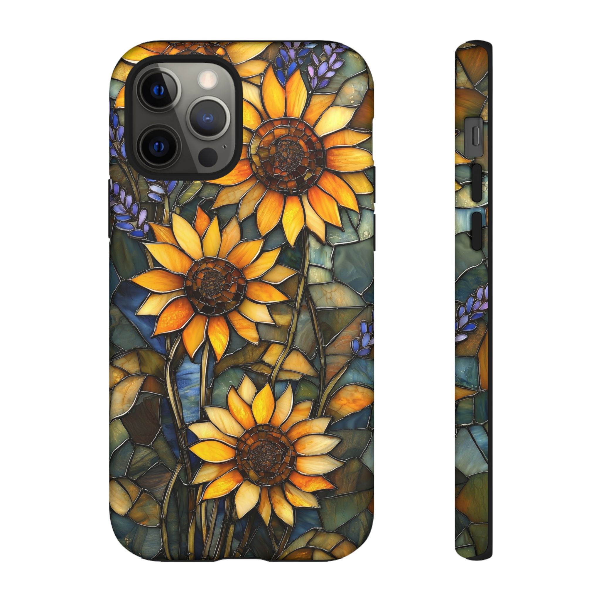 Sunflower Stained Glass Tough iPhone Case | Floral Protective Cover