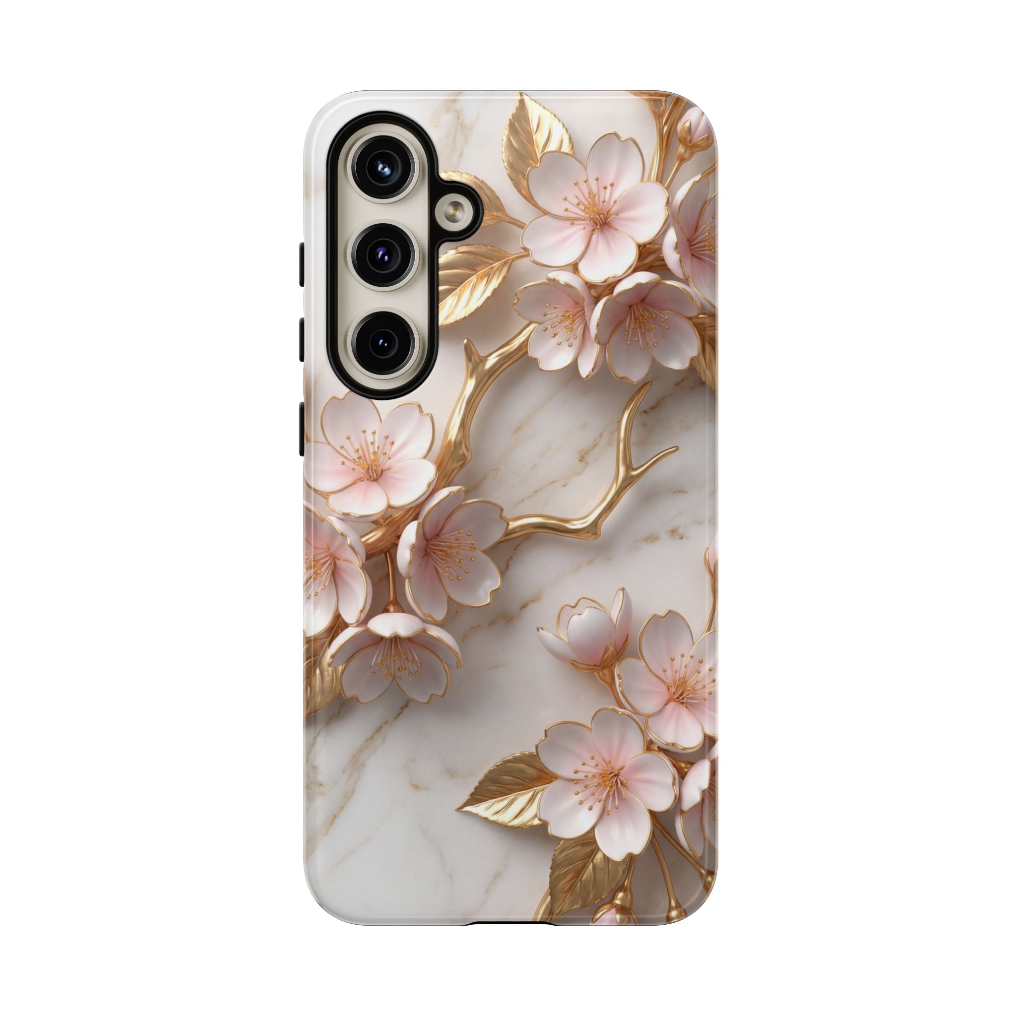 Floral Marble Samsung Galaxy Case — Sakura Gold Cherry Blossom Tough Case
