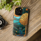 Stained Glass Cat Tough iPhone Case — Gold Tree & Starry Night Design