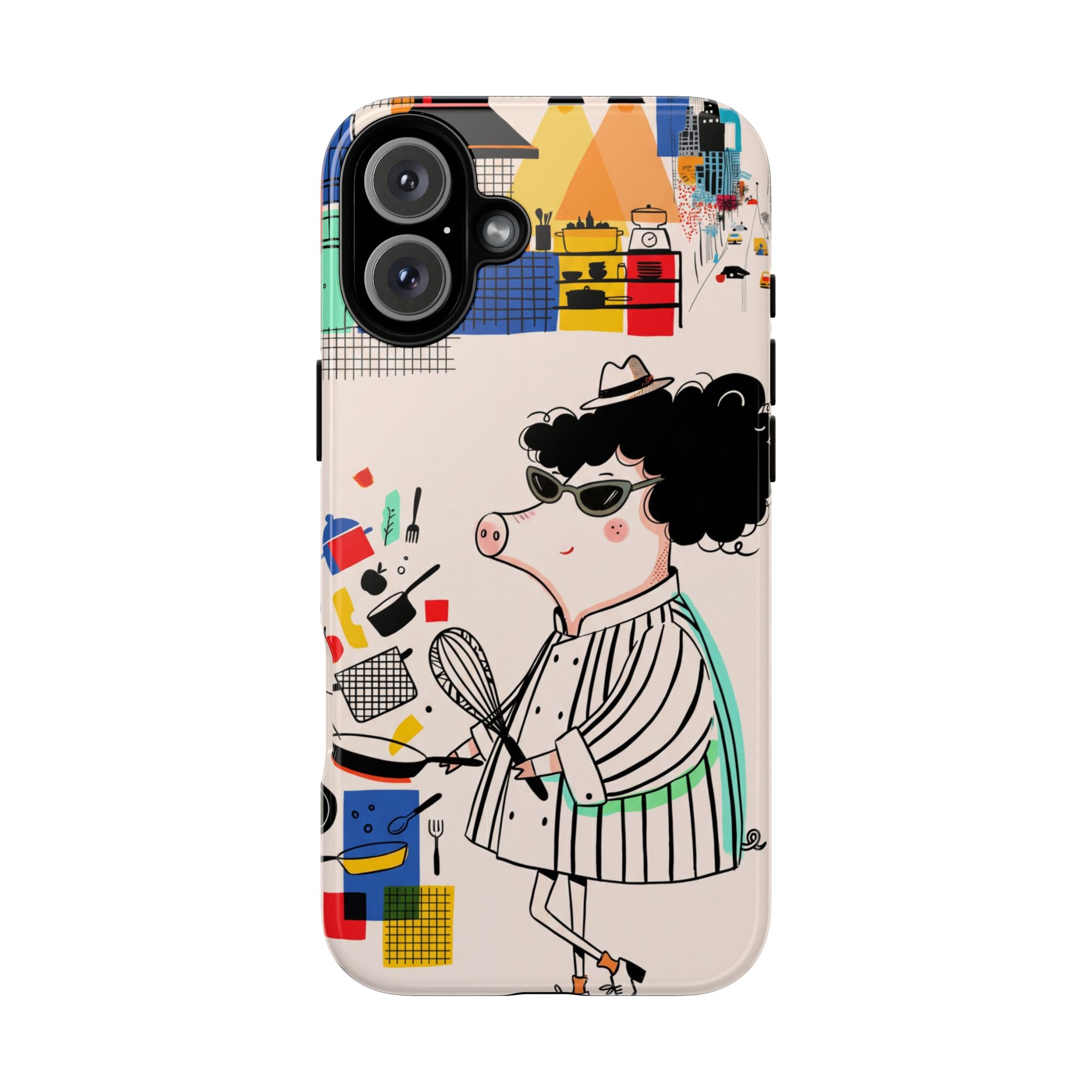 Cute Chef Pig iPhone Case | Quirky Cartoon Kitchen Art Tough Case