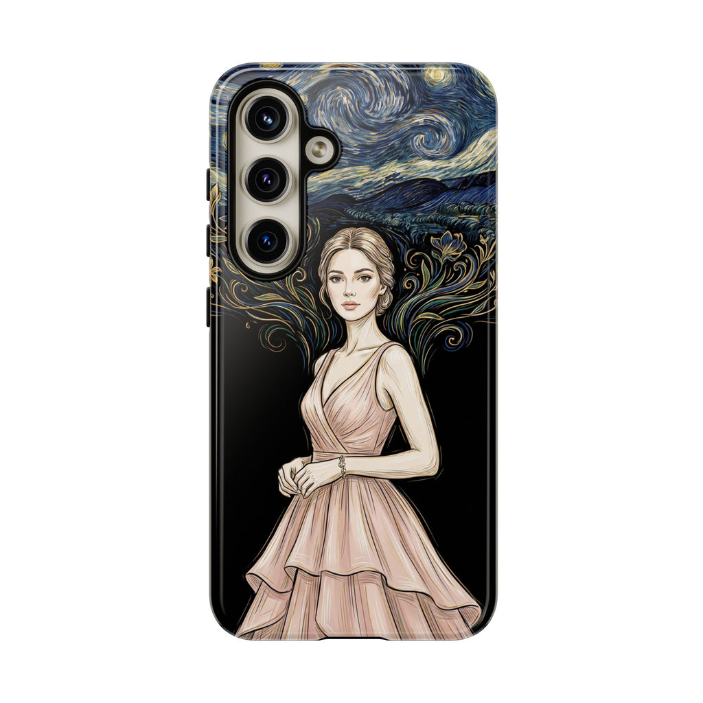 Art Nouveau Starry Night Samsung Galaxy Phone Case | Elegant Woman Illustration Tough Case