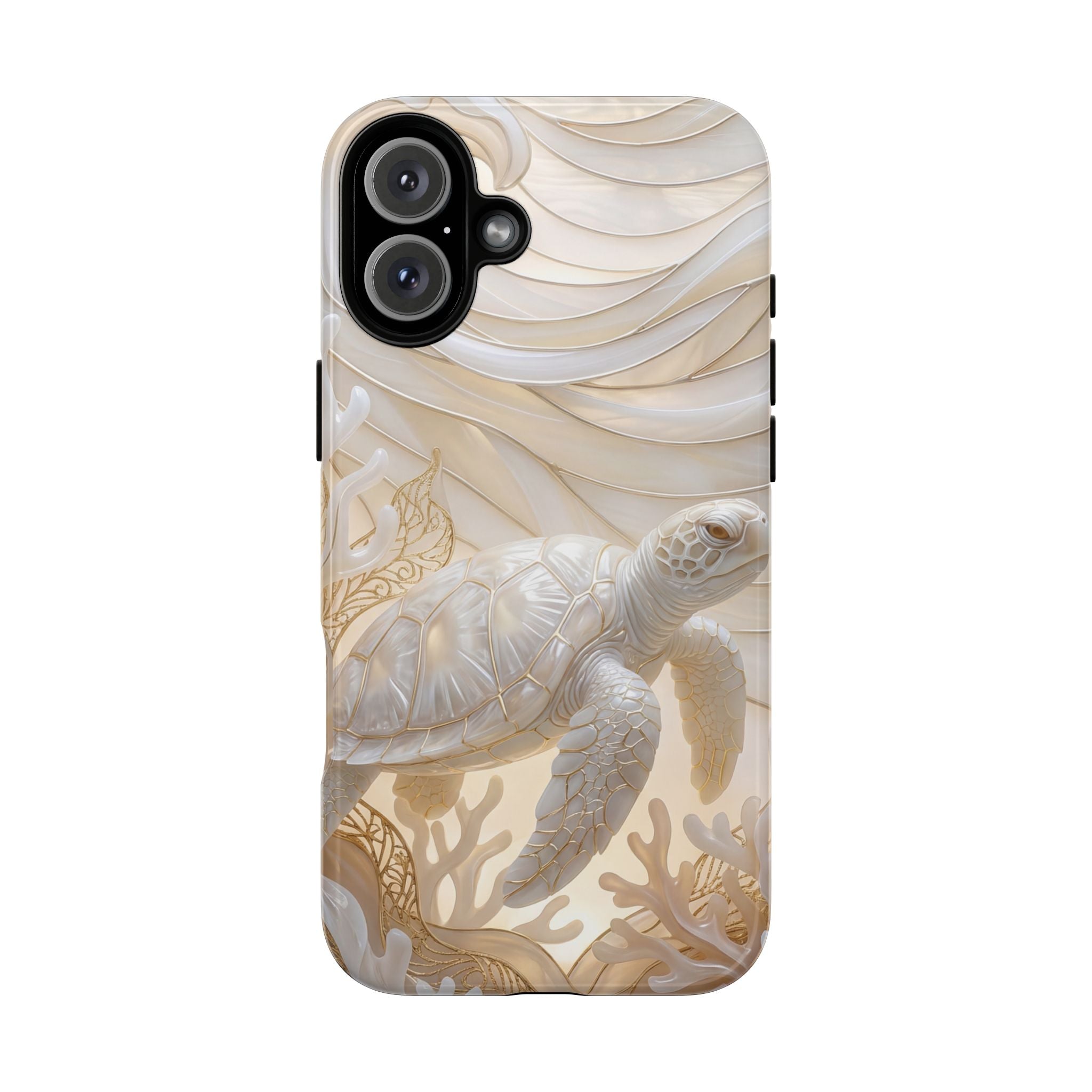 Sea Turtle Tough iPhone Case — Elegant Nautical Coral Design