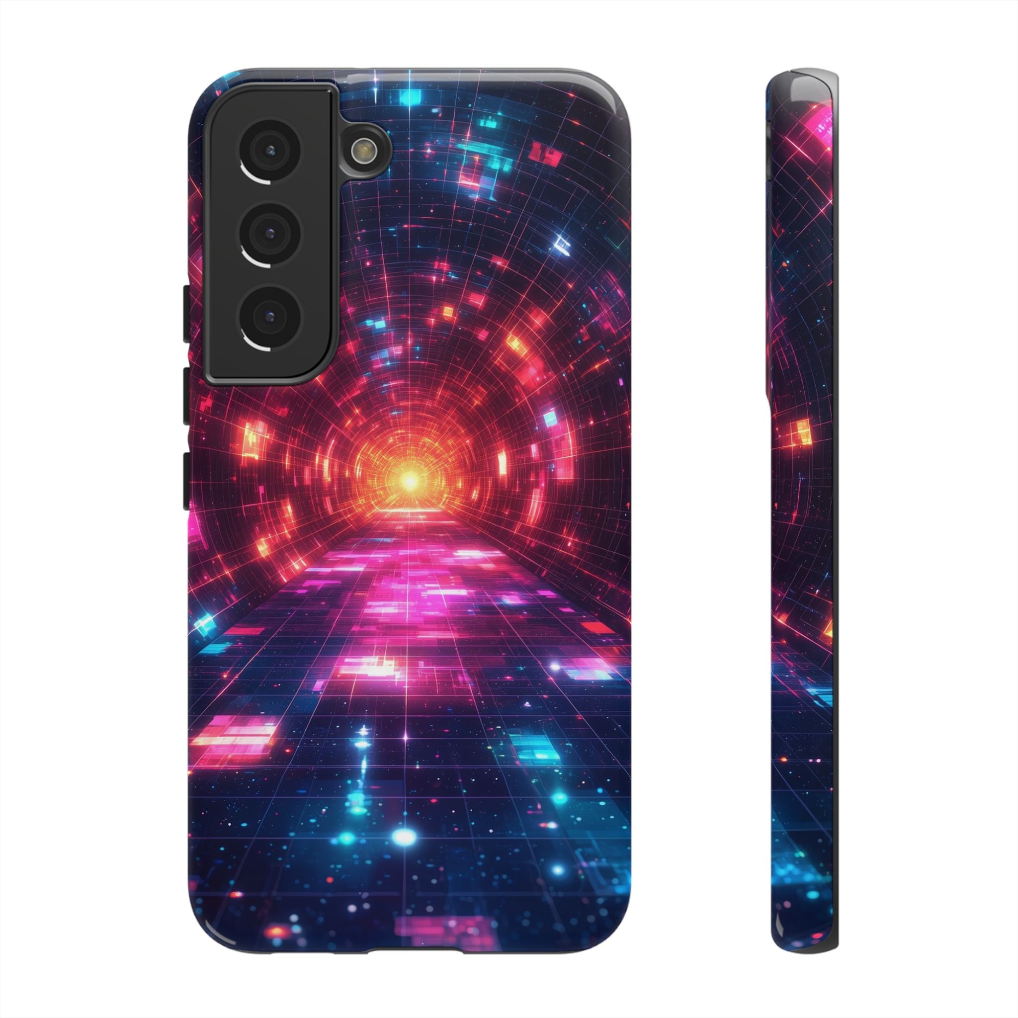 Neon Tunnel Tough Samsung Galaxy Case — Retro Futuristic Galaxy Design