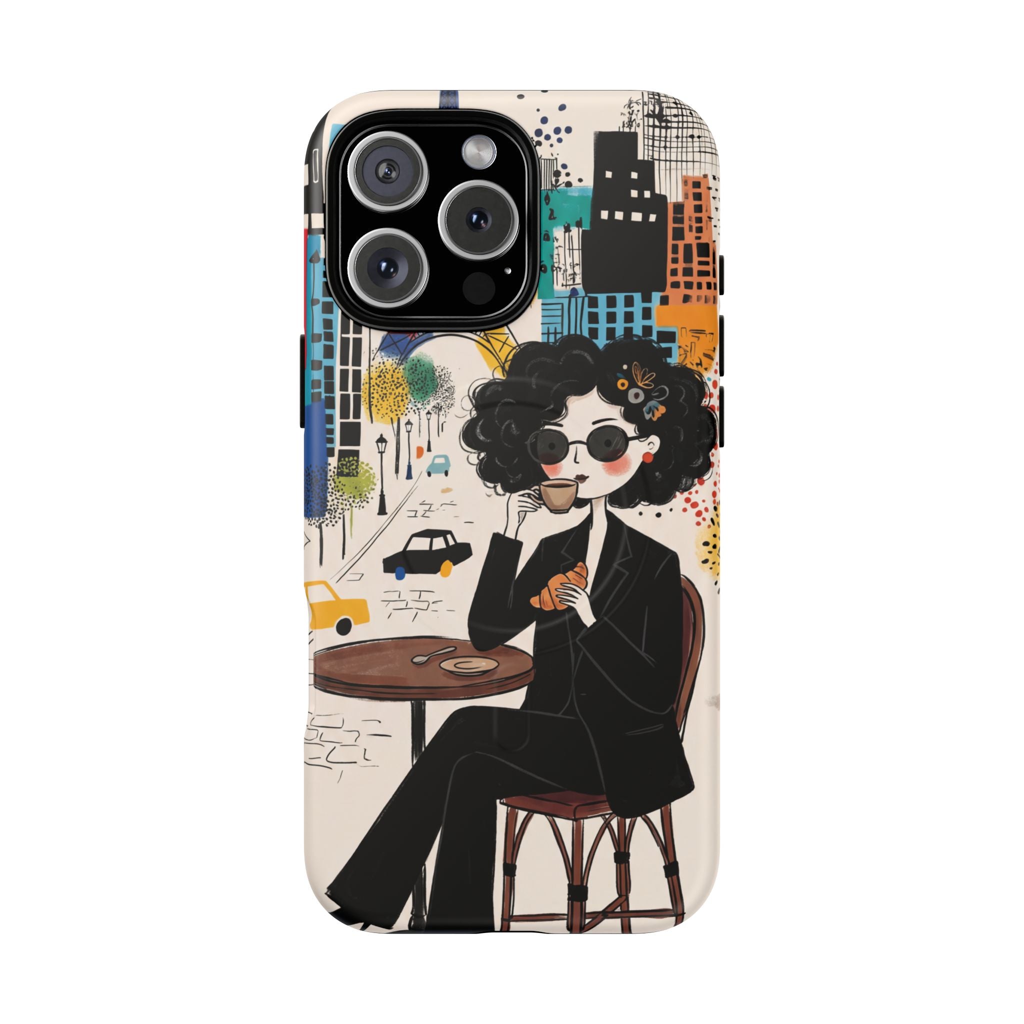Paris Cafe Chic MagSafe iPhone Case | Stylish Woman Illustration iPhone Cover