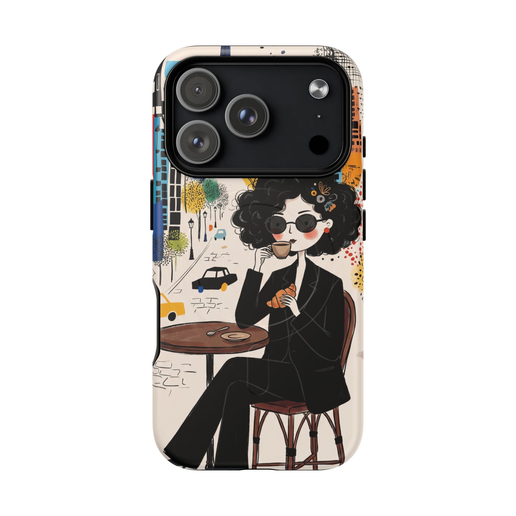 Paris Cafe Chic MagSafe iPhone Case | Stylish Woman Illustration iPhone Cover