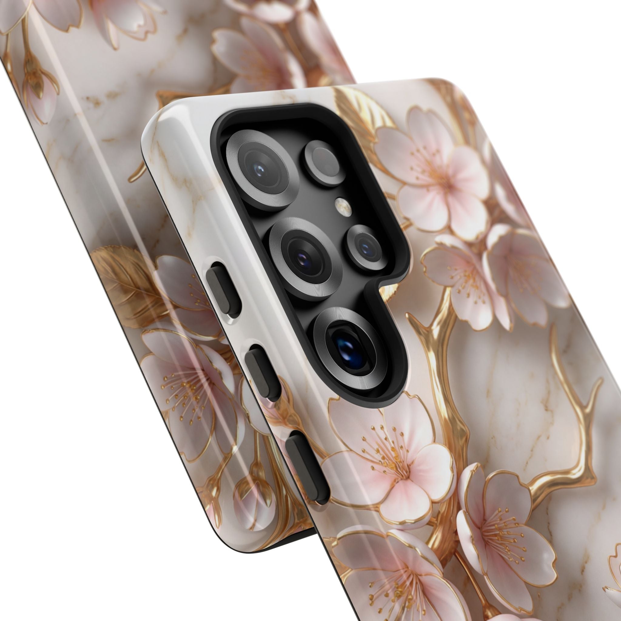 Floral Marble Samsung Galaxy Case — Sakura Gold Cherry Blossom Tough Case