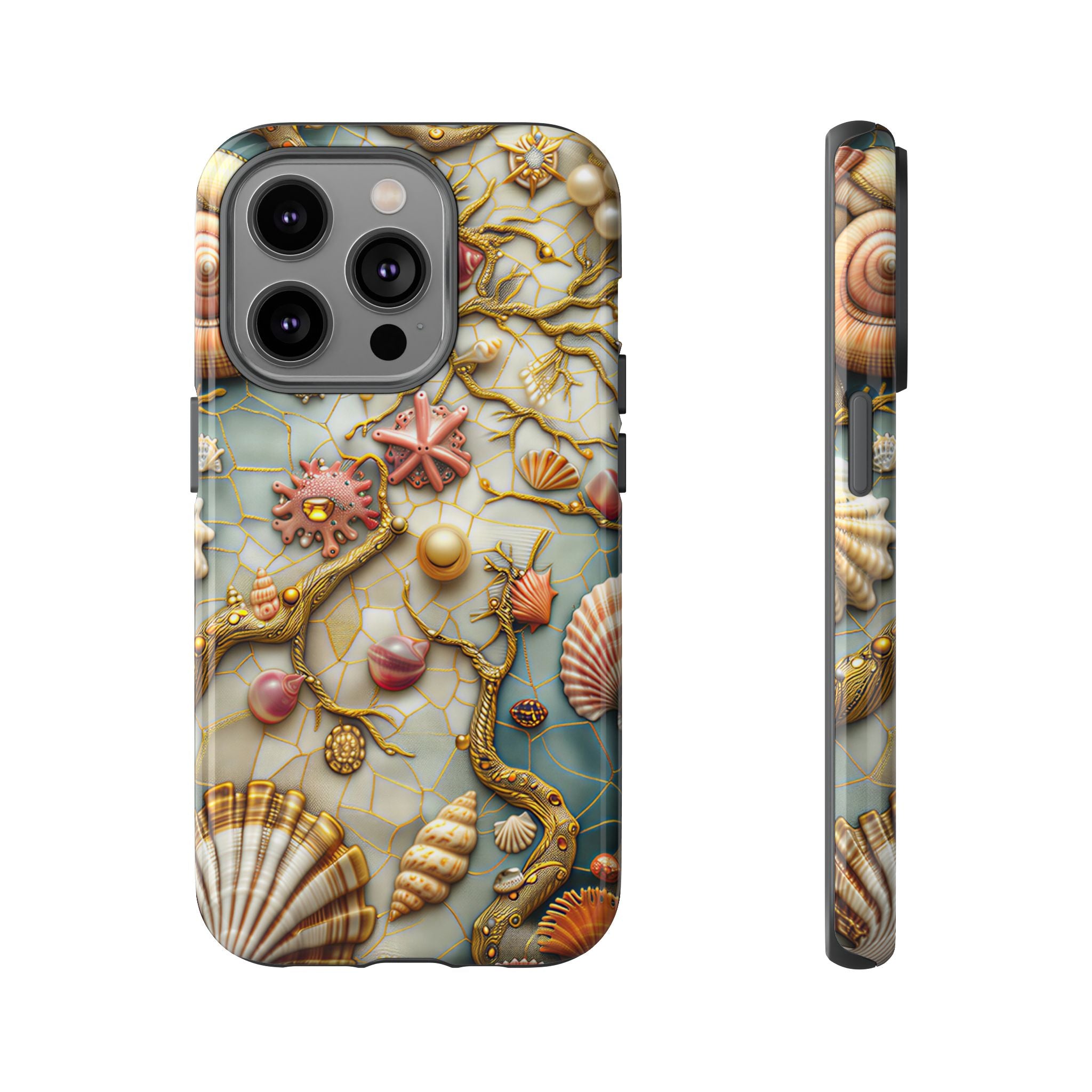 Decorative Seashell & Pearl Beach Design iPhone Case