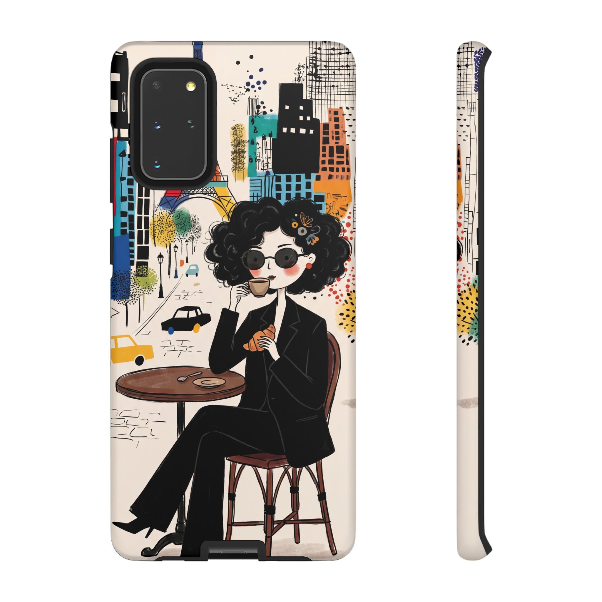 Paris Cafe Chic Samsung Galaxy Phone Case | Stylish Woman Illustration iPhone Cover