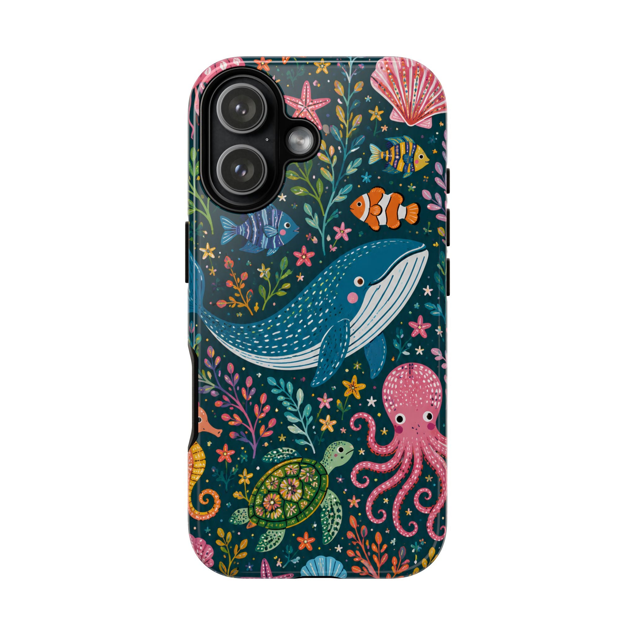 Ocean Creatures Tough iPhone Case | Whale, Octopus & Turtle Underwater Pattern