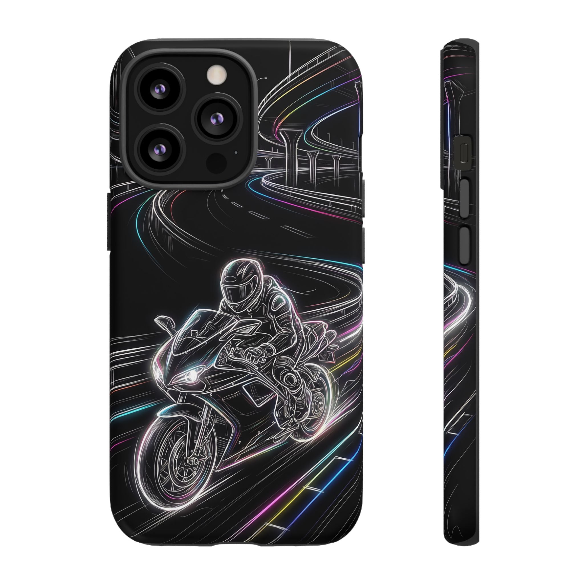 Neon Night Rider iPhone Case | Motorcycle Racing Protective Cover