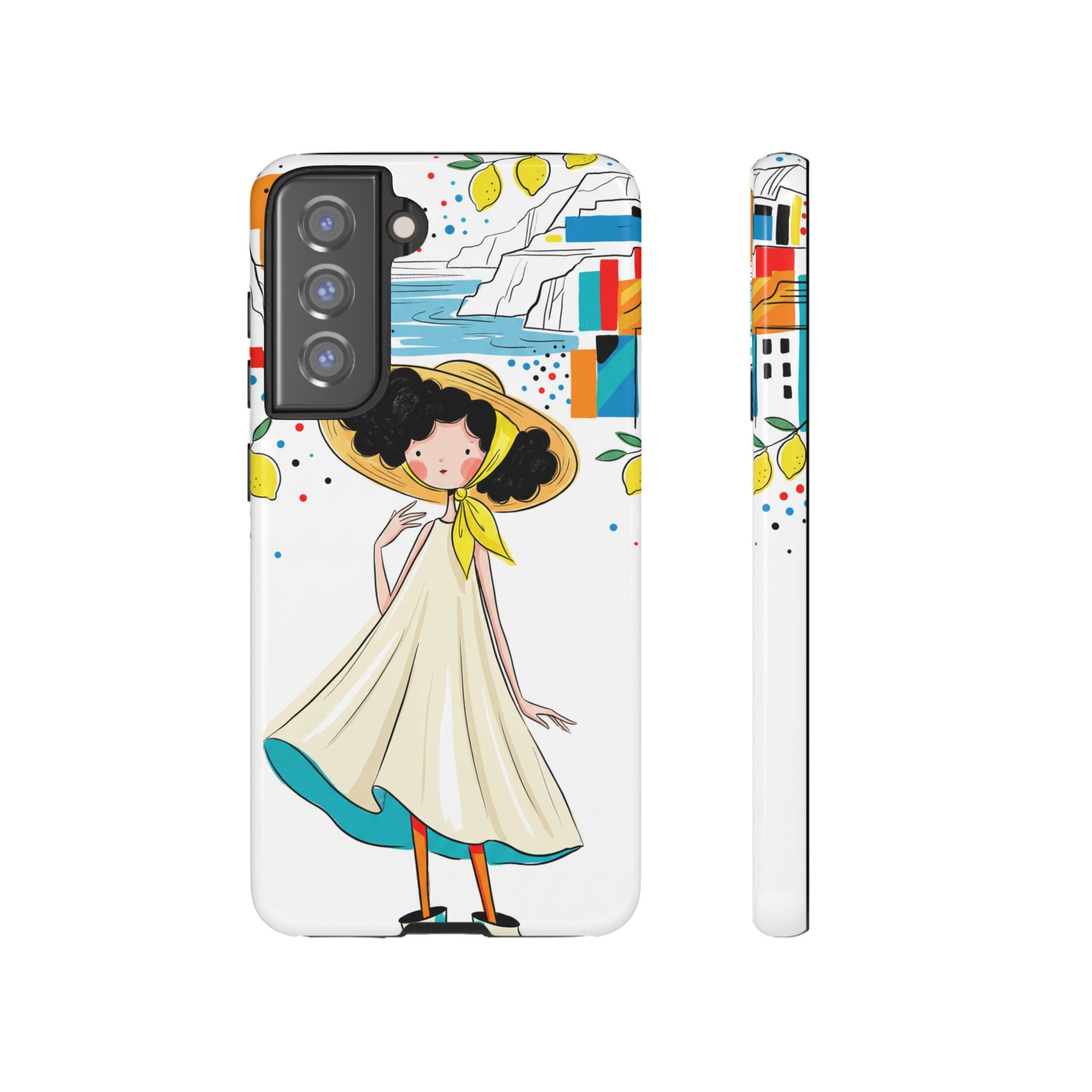 Cute Summer Girl Samsung Galaxy Phone Case | Whimsical Coastal Illustration Protective Case