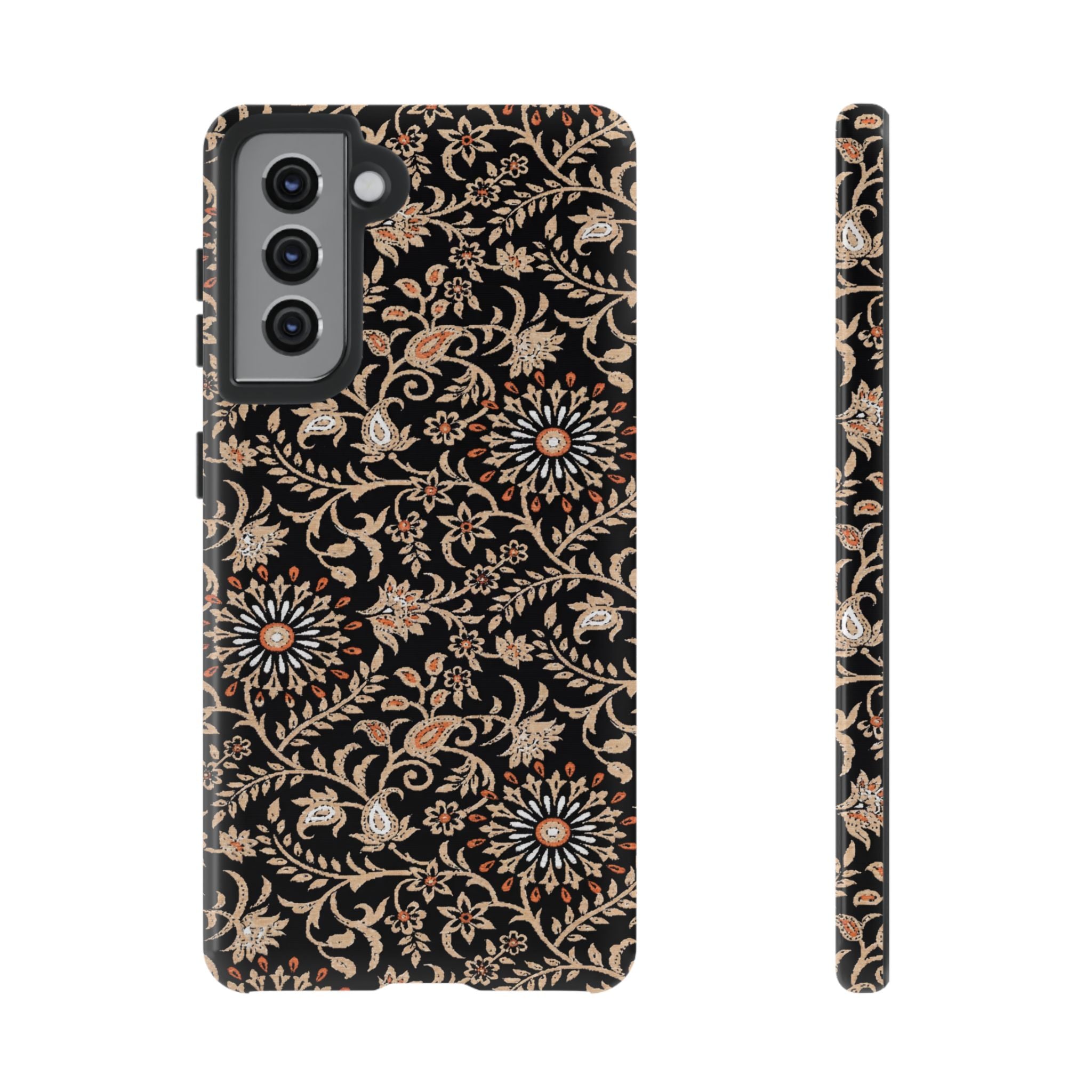 Batik Floral Black Ornate Daisies Tough Samsung Galaxy Case