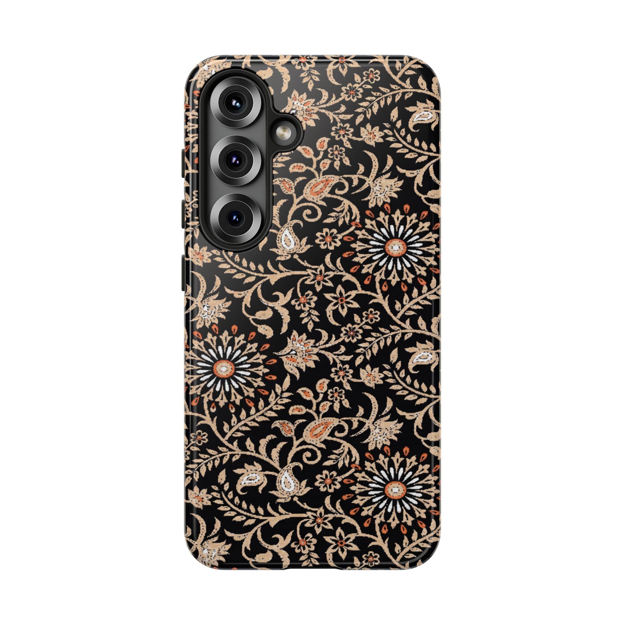 Batik Floral Black Ornate Daisies Tough Samsung Galaxy Case