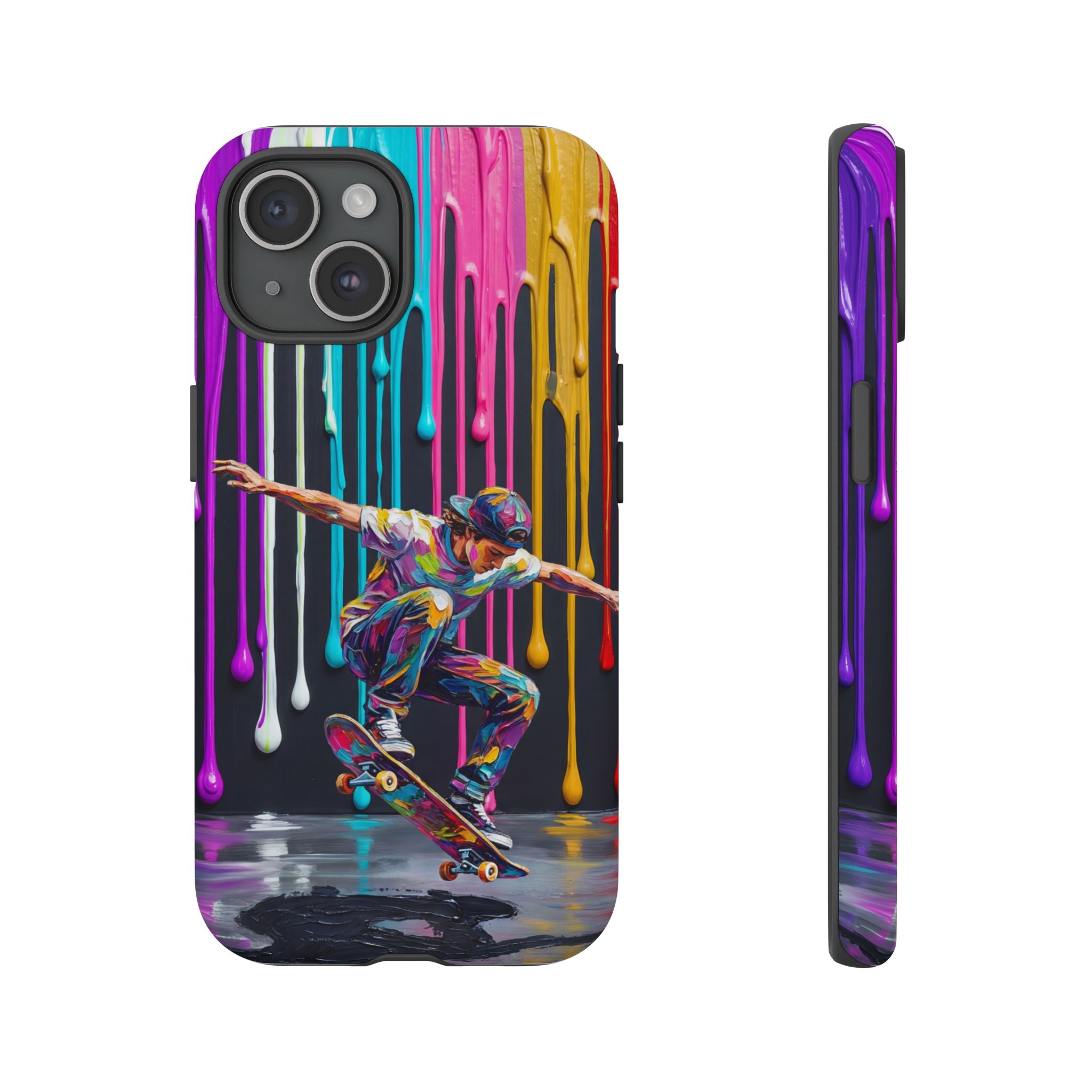 Colourful Drip Art Skateboarder Splash iPhone Case