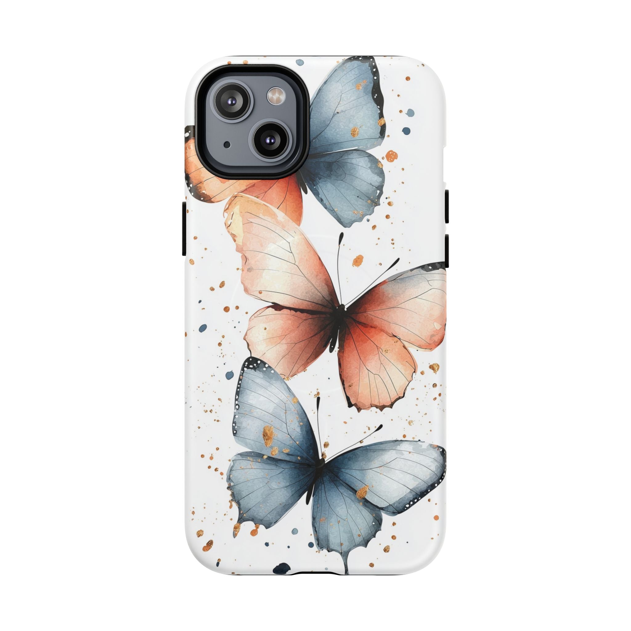 Custodia MagSafe resistente per iPhone con motivo farfalla acquerello