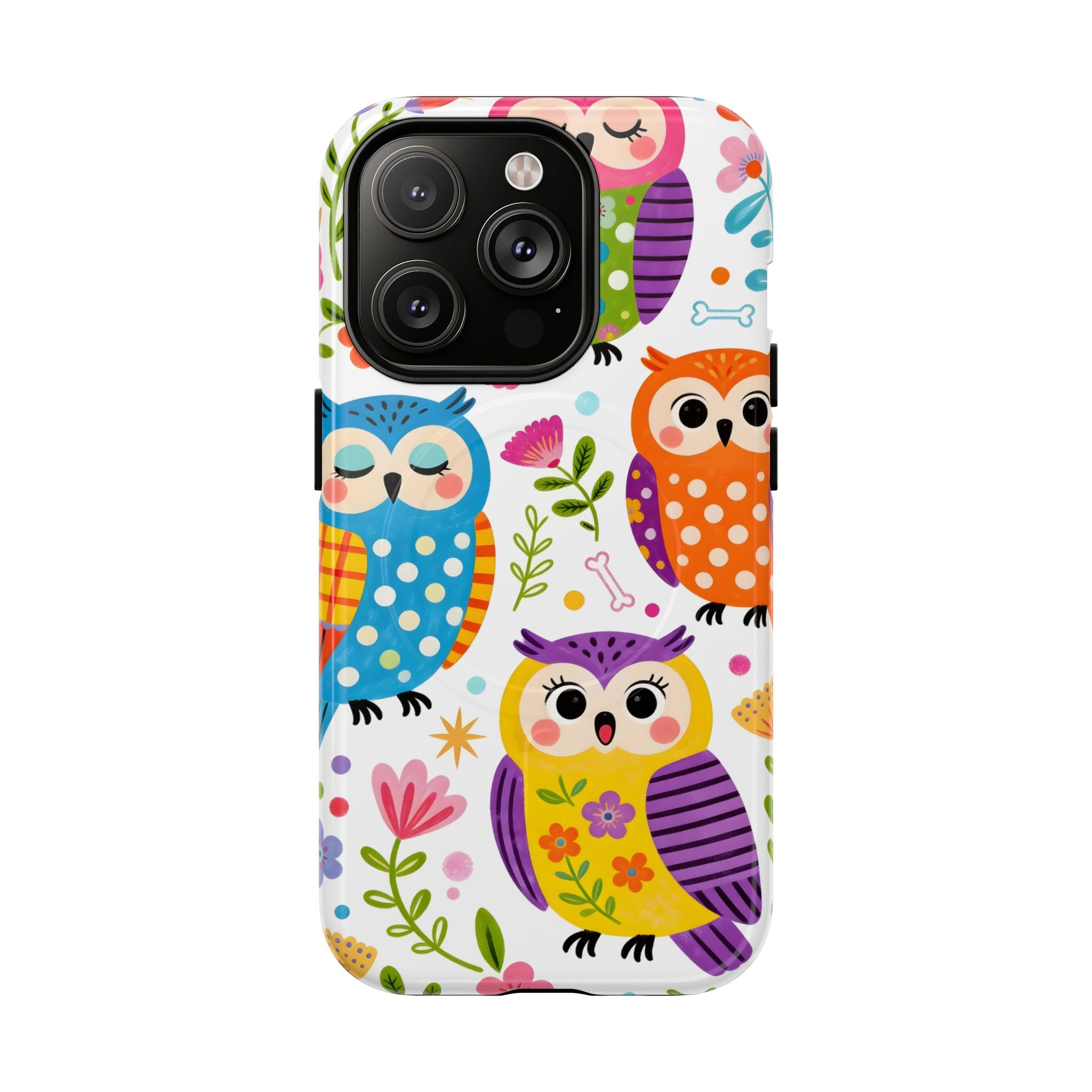 Cute Colorful Owls MagSafe iPhone Case | Cute Owl Pattern Tough Case