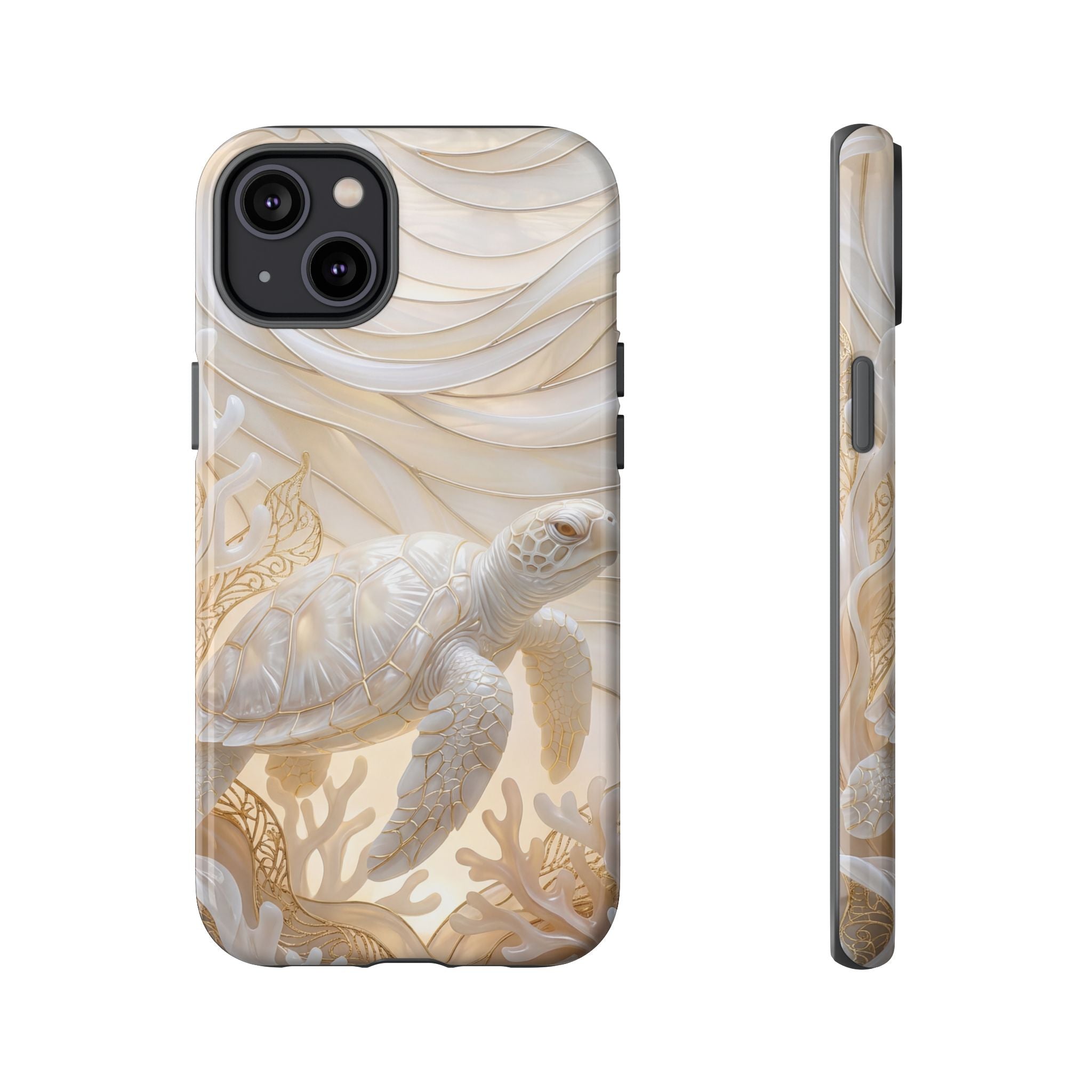 Sea Turtle Tough iPhone Case — Elegant Nautical Coral Design