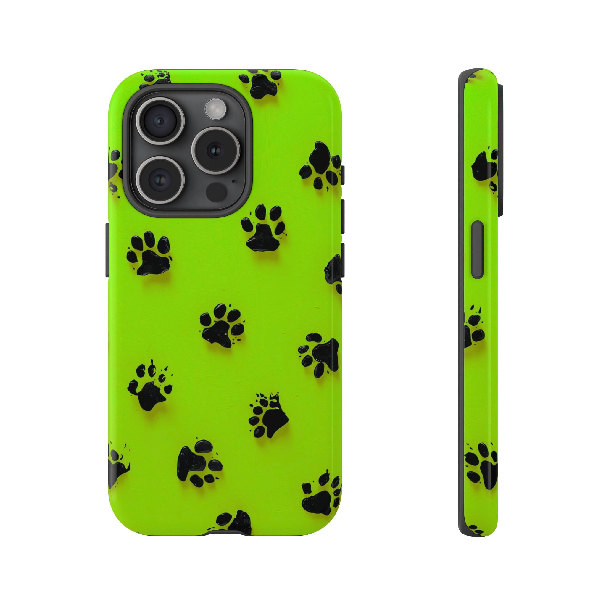 Neon Paw Print Tough Phone Case — Shockproof Pet Lover iPhone Cover