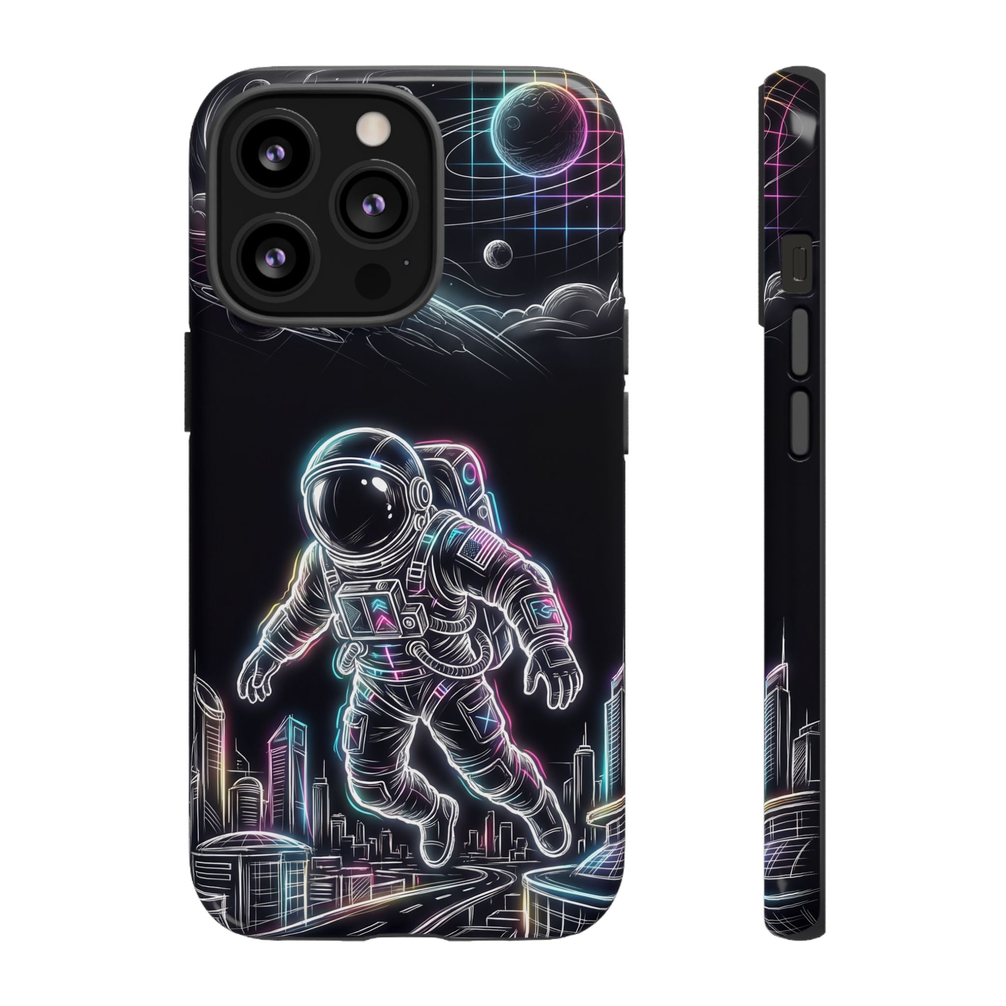 Space Explorer Astronaut Neon iPhone Case