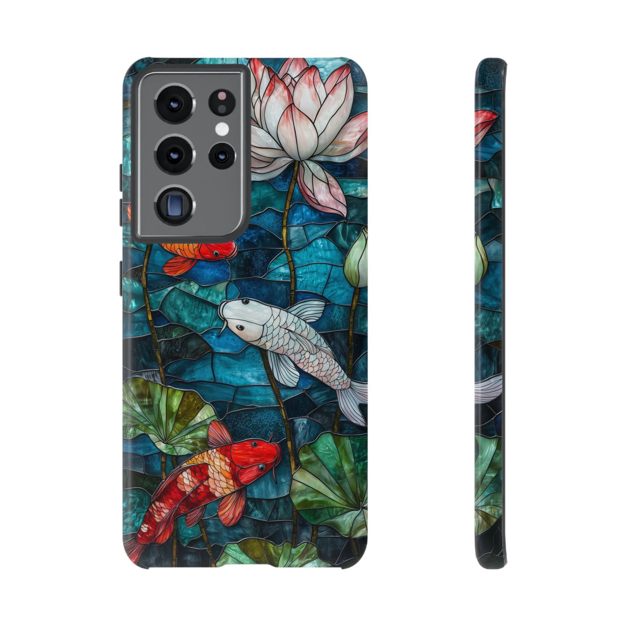 Koi Pond Tough Samsung Galaxy Case — Stained Glass Lotus & Koi Design