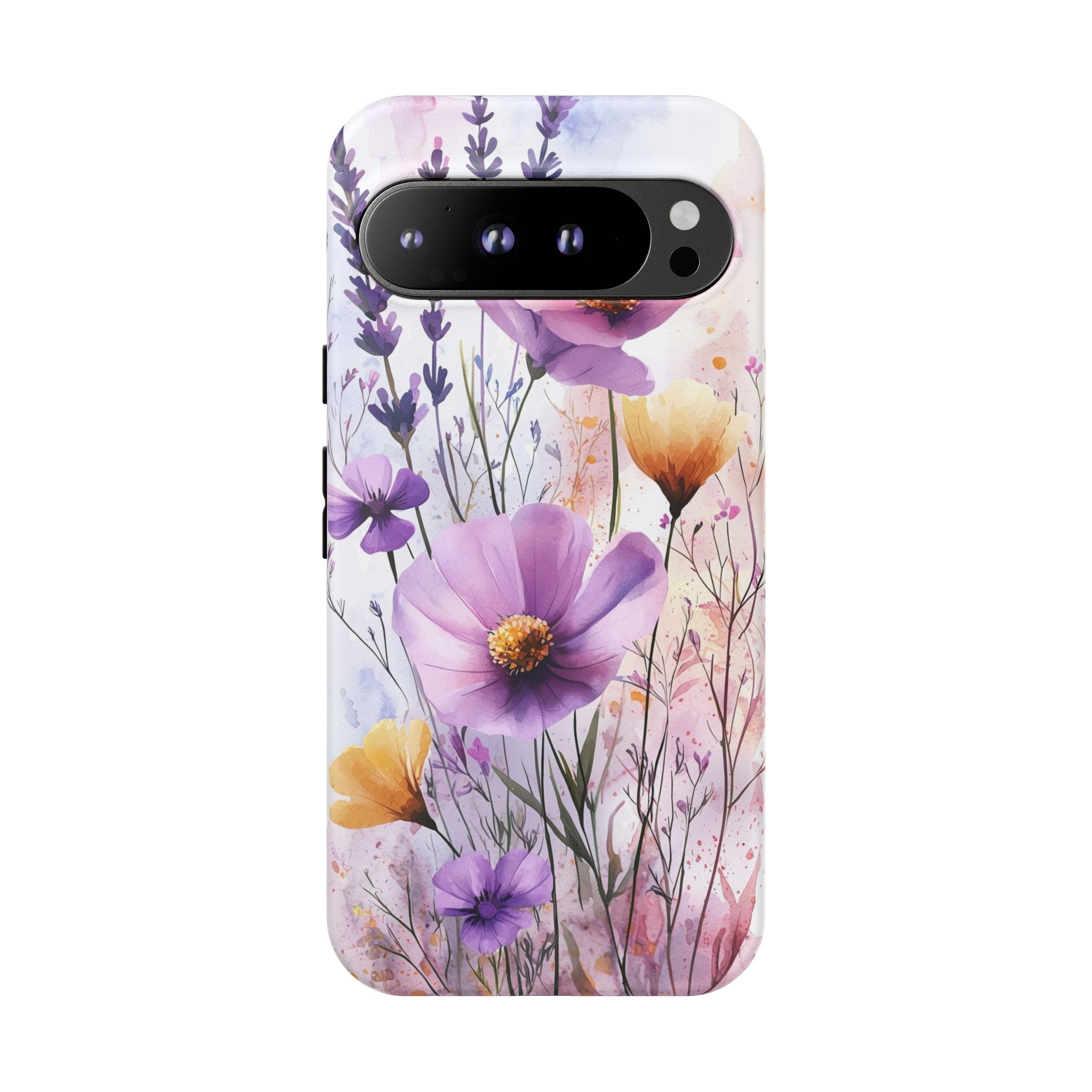 Floral Watercolour Tough Google Pixel Case | Purple & Yellow Wildflowers
