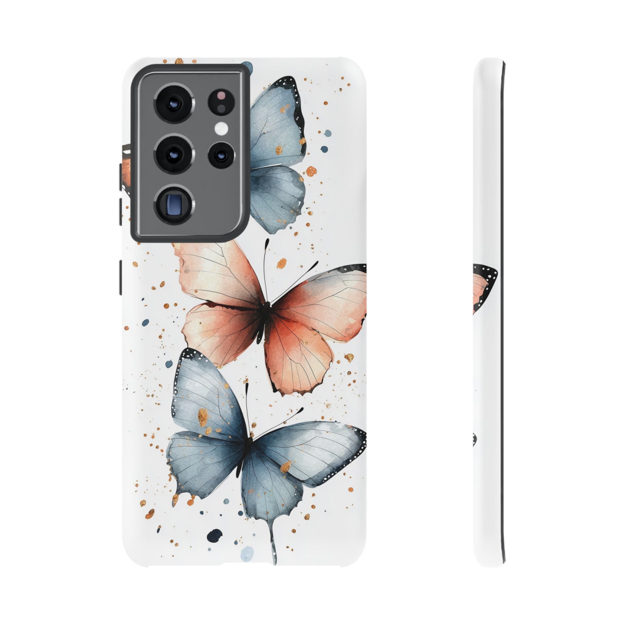 Watercolour Blue & Peach Butterfly Tough Samsung Galaxy Case