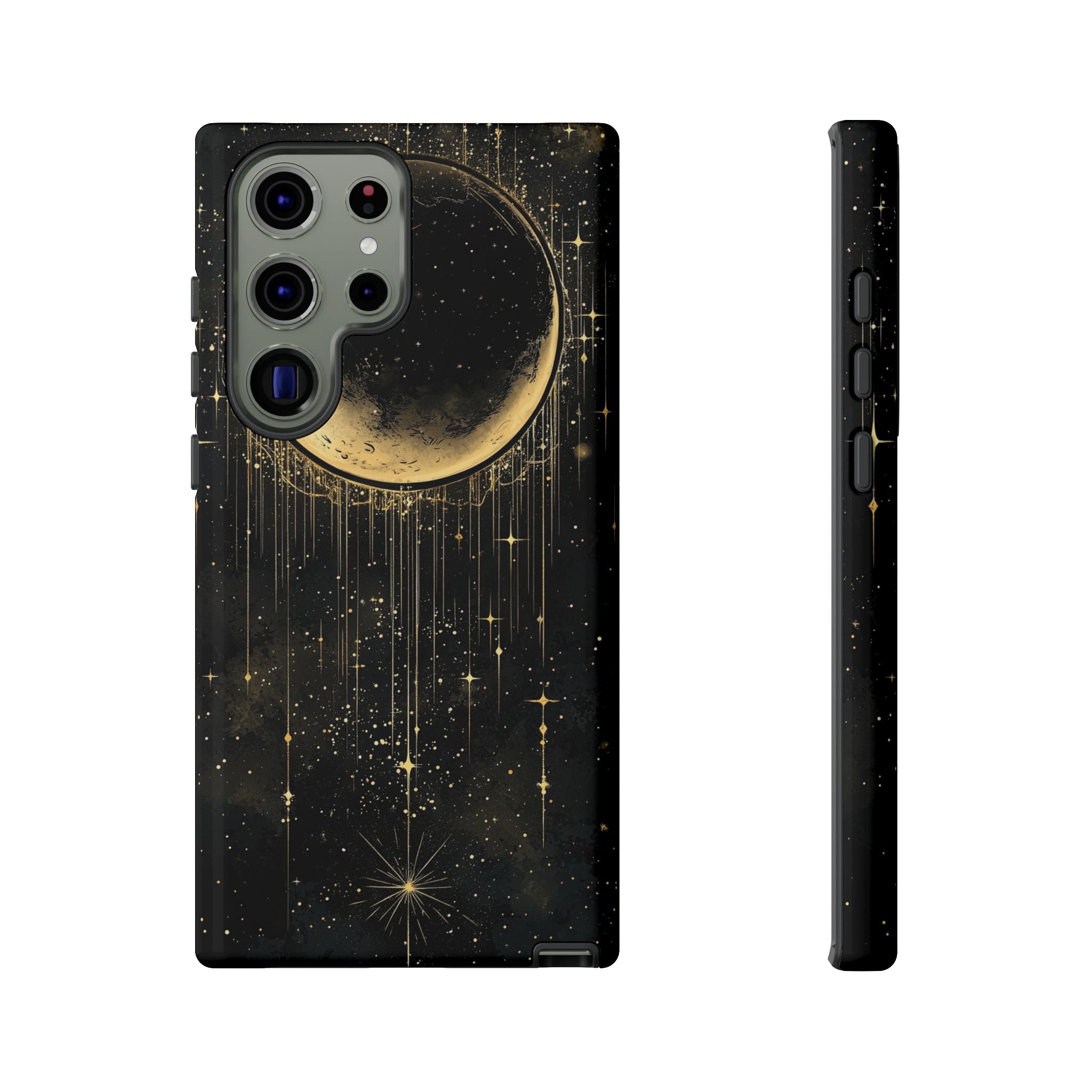 Moonlit Crescent Tough Samsung Galaxy Case | Gold Stars Night Sky