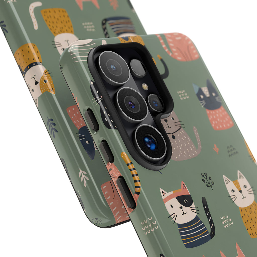 Cute Cat Samsung Galaxy Phone Case | Whimsical Cat Pattern Cover