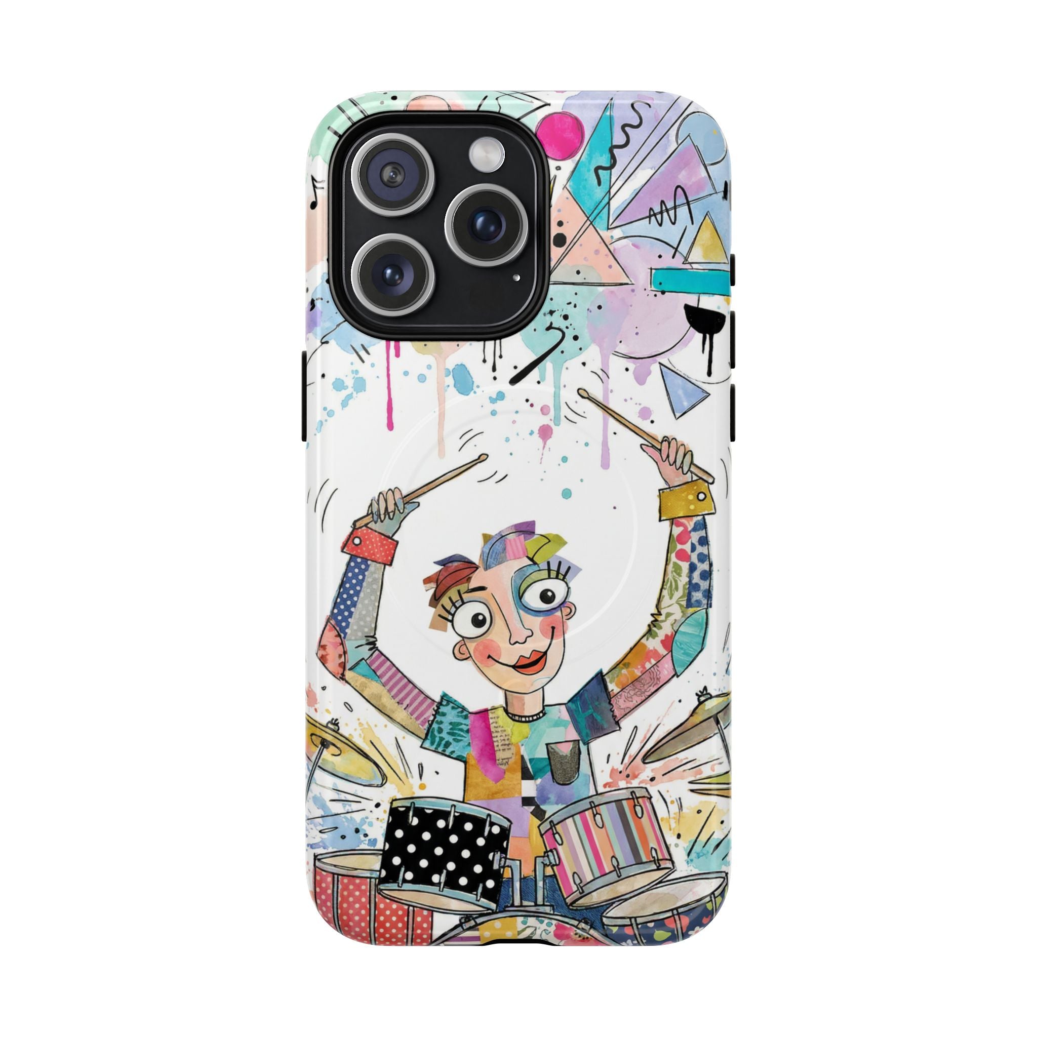 Drummer Boy MagSafe iPhone Case | Colorful Cartoon Drum Kit Protective Cover