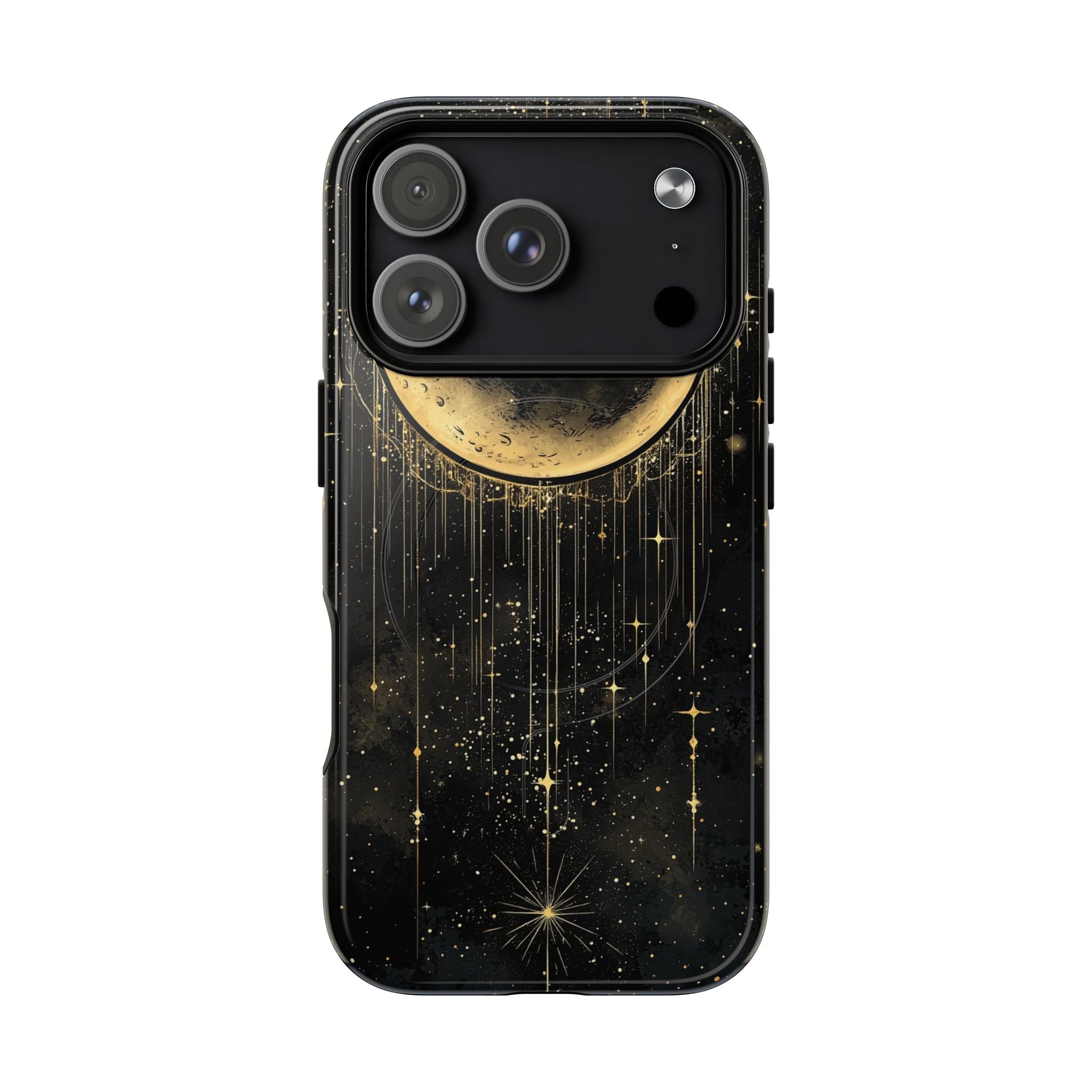 Custodia resistente MagSafe per iPhone Moonlit Crescent | Cielo notturno con stelle dorate