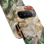 Cranes & Waves Protective Google Pixel Case | Japanese-Inspired Art Phone Cover