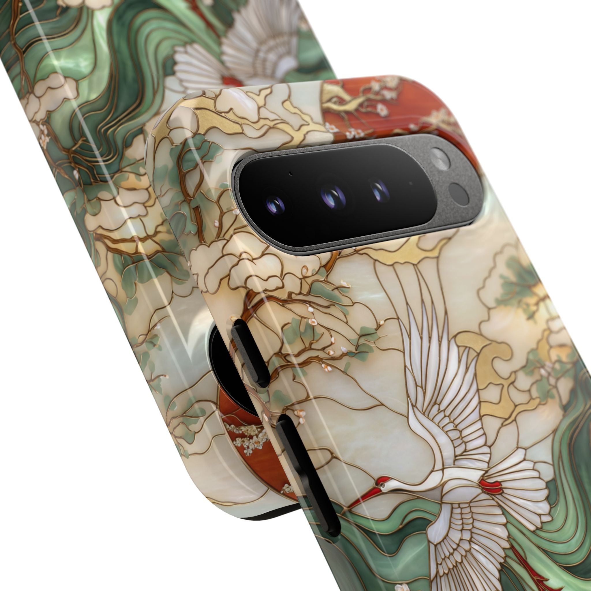 Cranes & Waves Protective Google Pixel Case | Japanese-Inspired Art Phone Cover