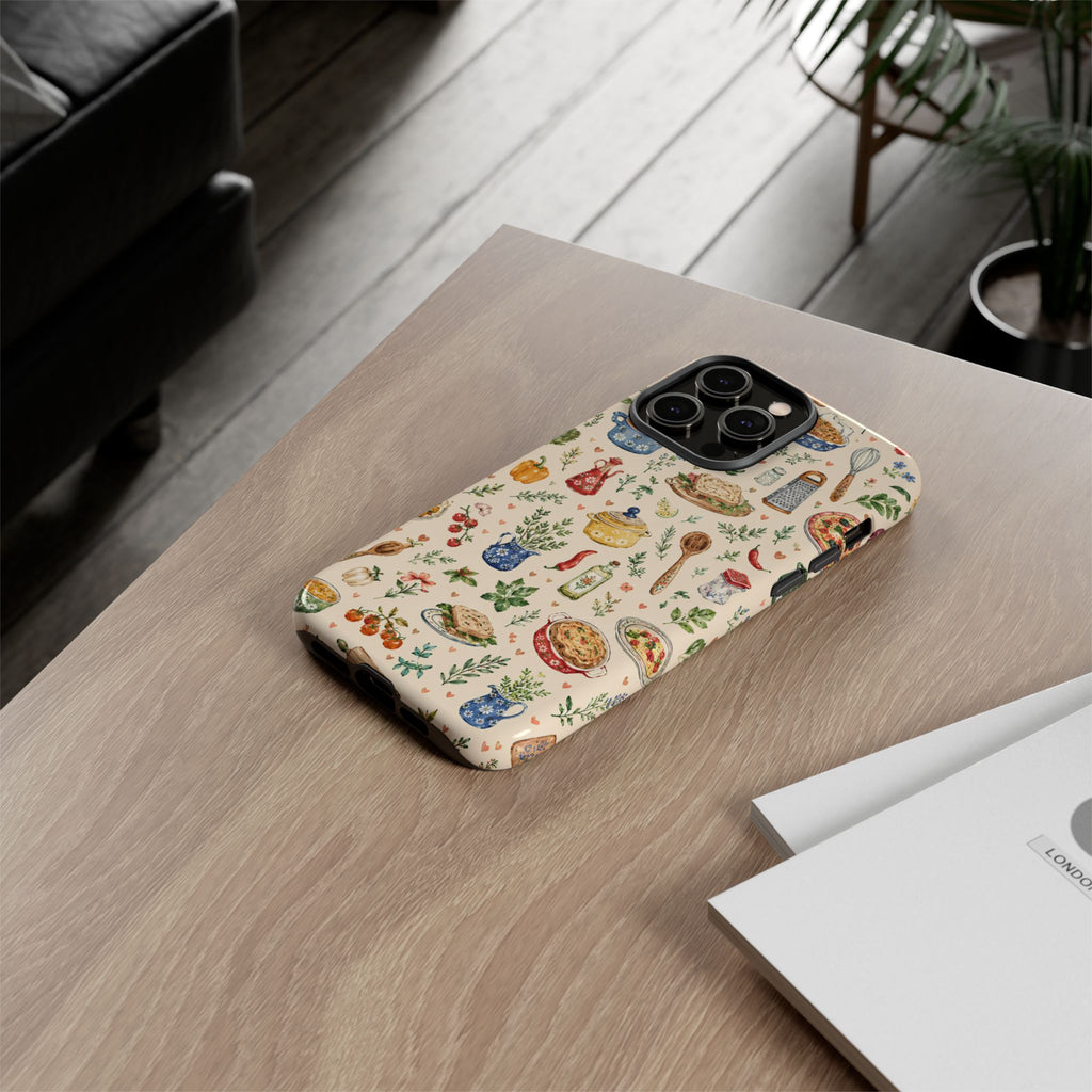 Kitchen Pattern iPhone Case | Vintage Cooking Recipe Phone Cover