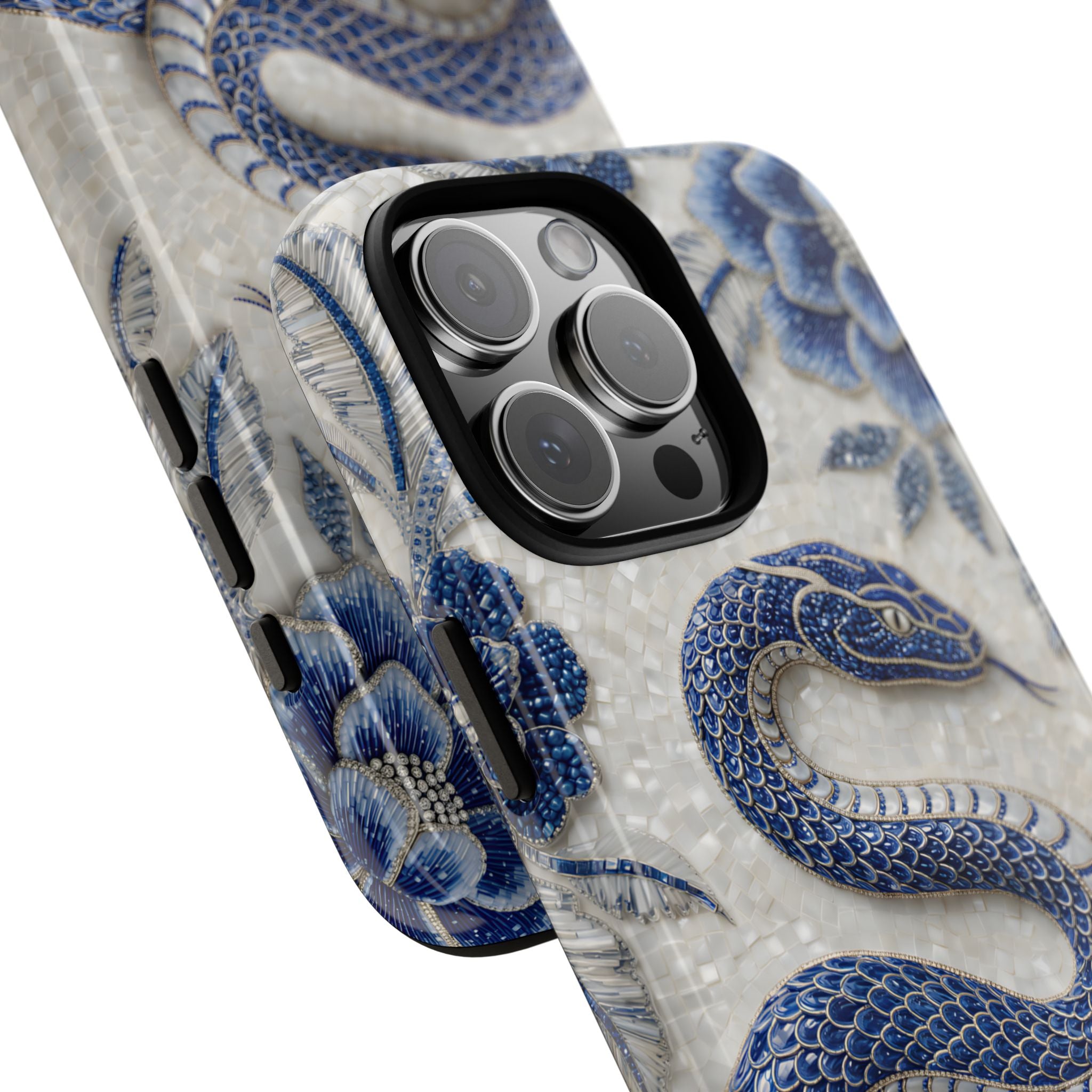 Asian Zodiac Snake iPhone Case | Blue & White Porcelain Slim Shockproof Case | Year of the Snake