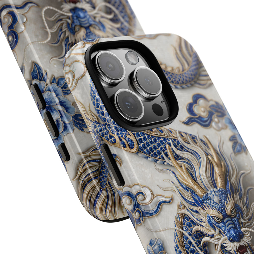 Asian Zodiac Dragon iPhone Case | Blue & White Porcelain Luxury Protective Case | Year of the Dragon Gift