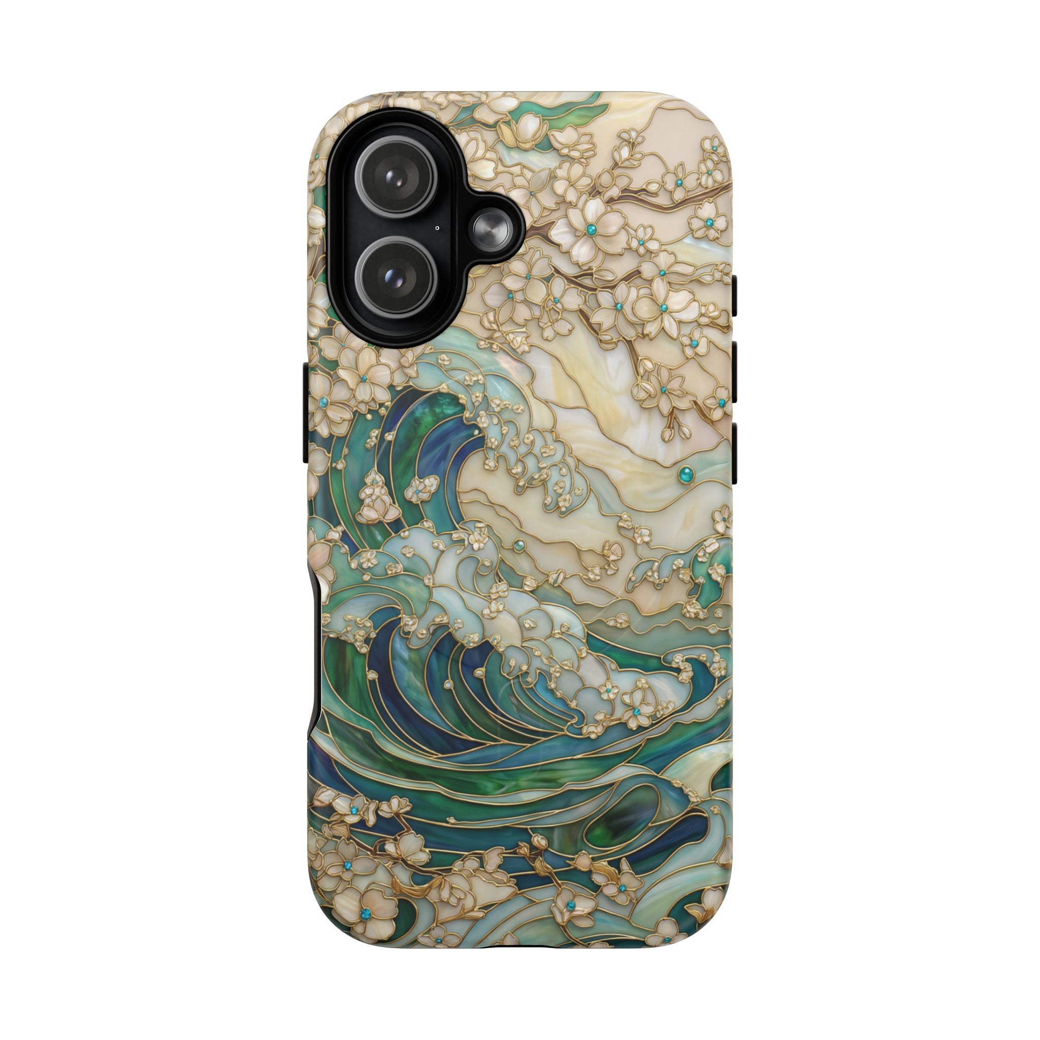 Custodia MagSafe per iPhone Ocean Wave — Custodia resistente con design artistico color acquamarina