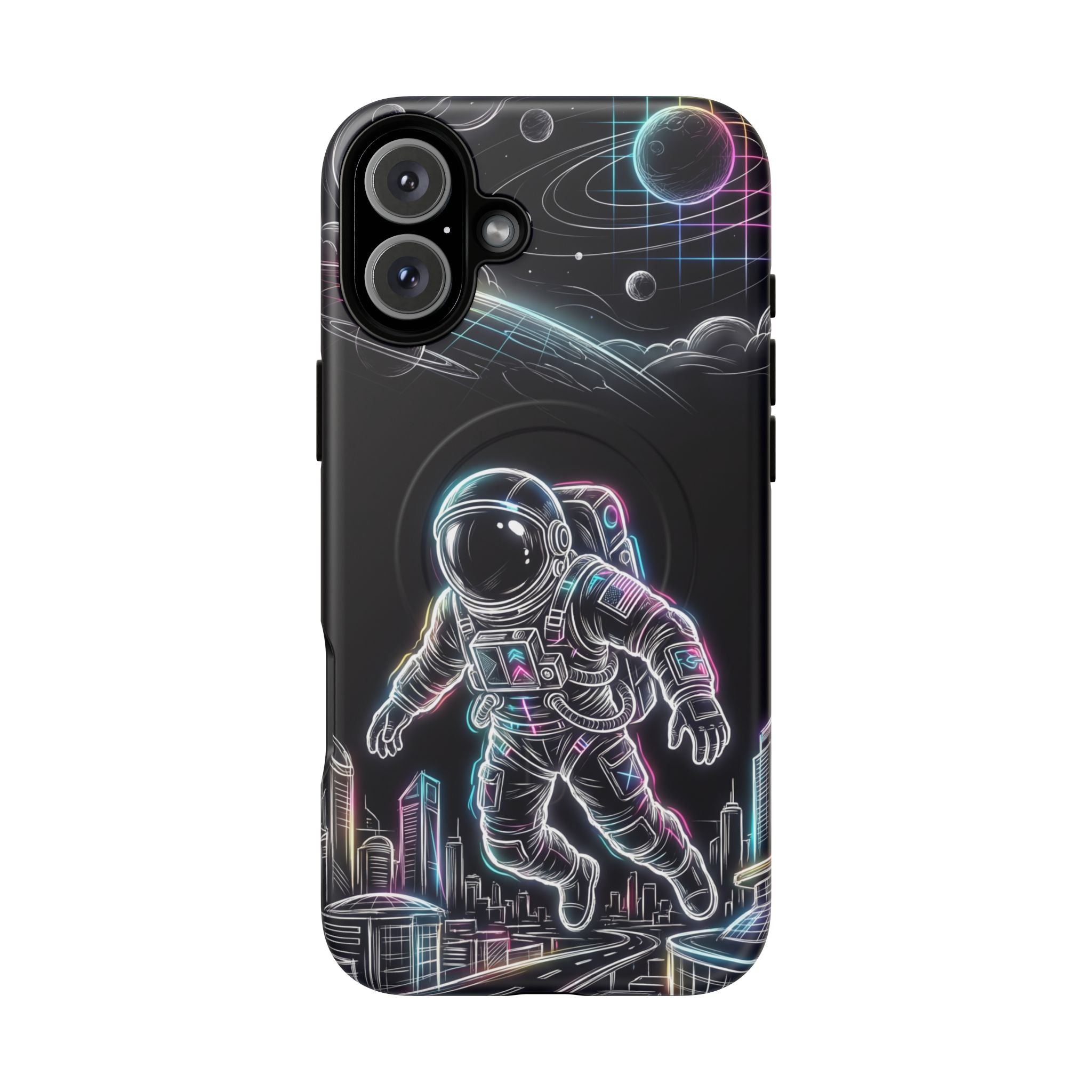 Space Explorer Astronaut NeonMagSafe iPhone Case