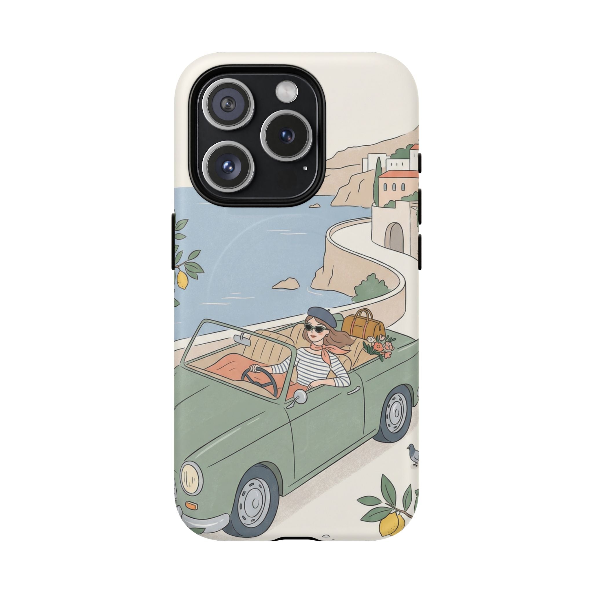 Retro Coastal Road Trip Design MagSafe iPhone Case