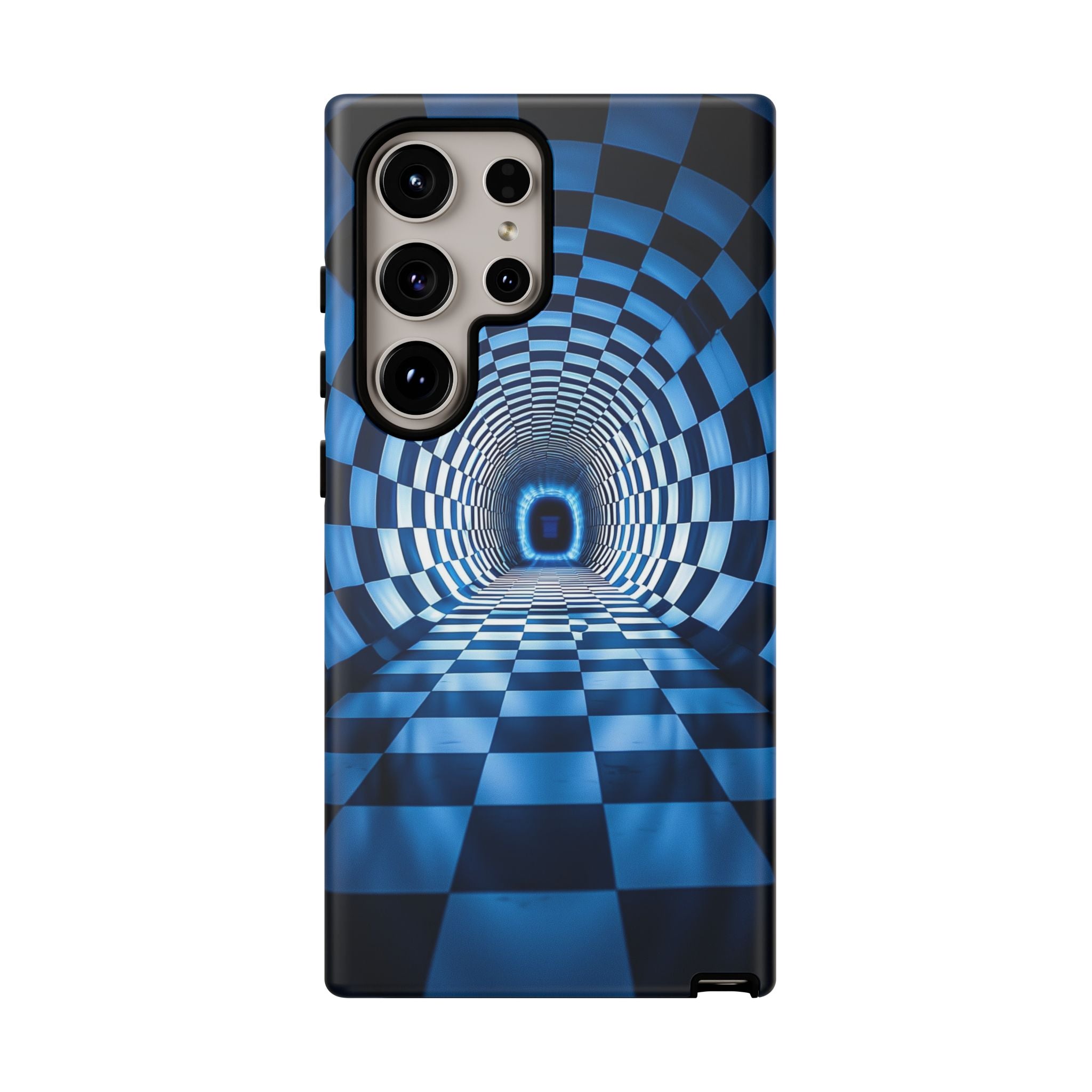 Blue Checkered Tunnel Samsung Galaxy Case — 3D Optical Illusion Tough Case