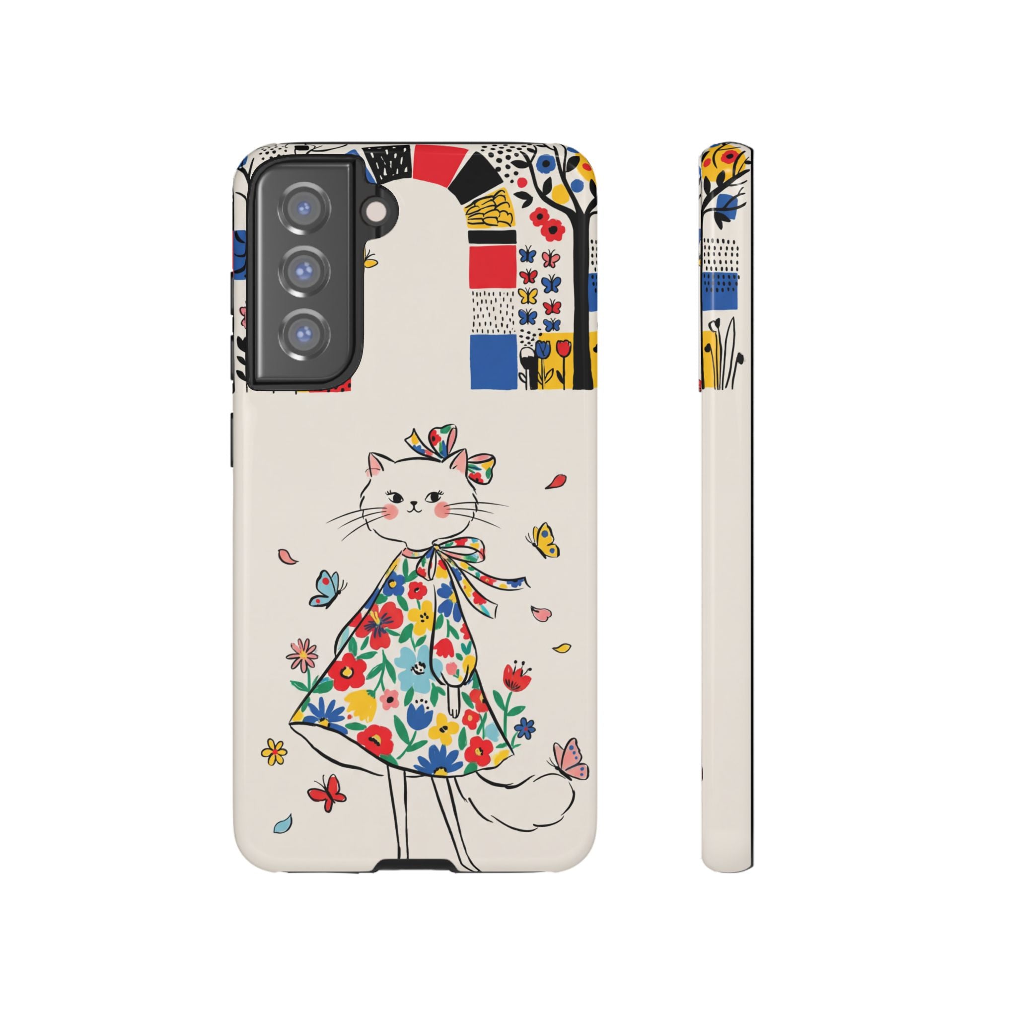 Floral Kitty Samsung Galaxy Phone Case | Cute Cat