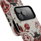 Cover MagSafe per iPhone con Fiori e Coccinella | Custodia Protettiva Rigida Vintage con Maggiolino Rosso