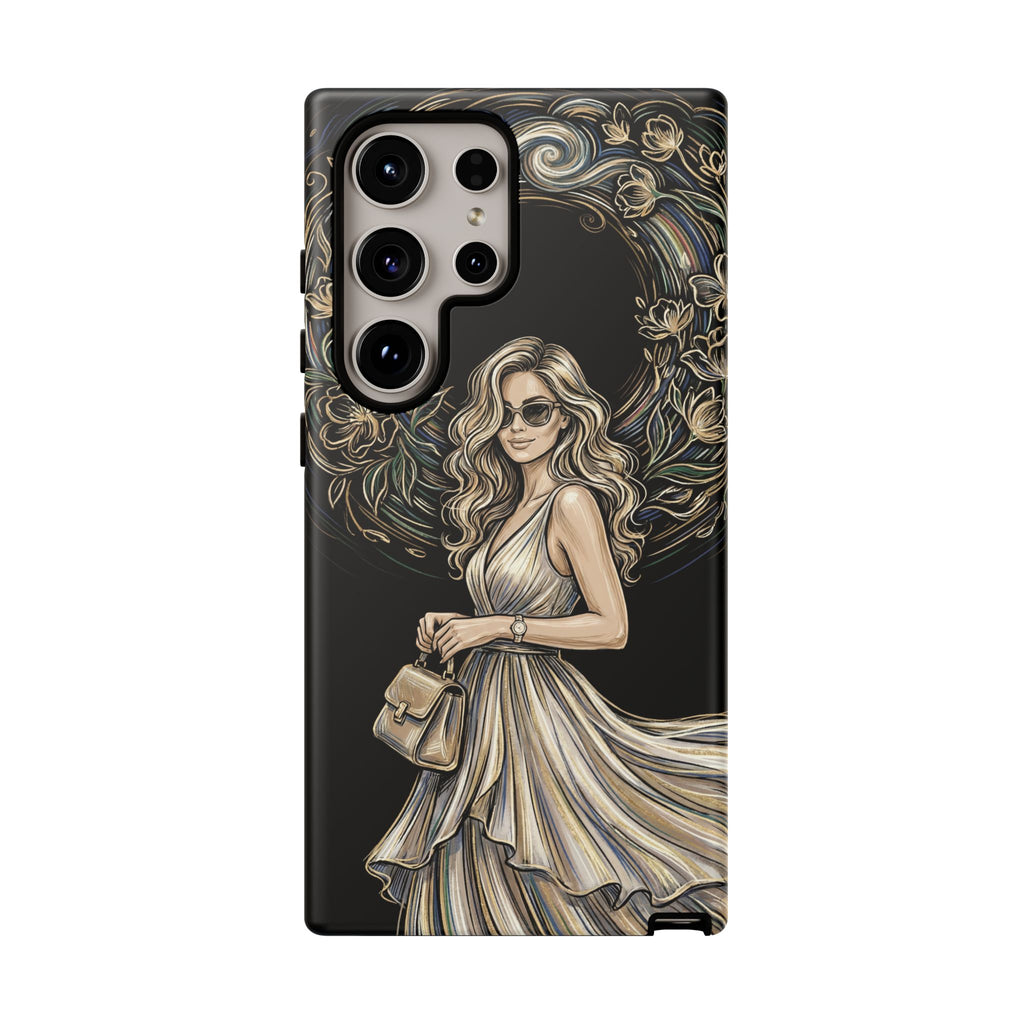 Custodia per telefono Samsung Galaxy robusta con ghirlanda floreale donna elegante